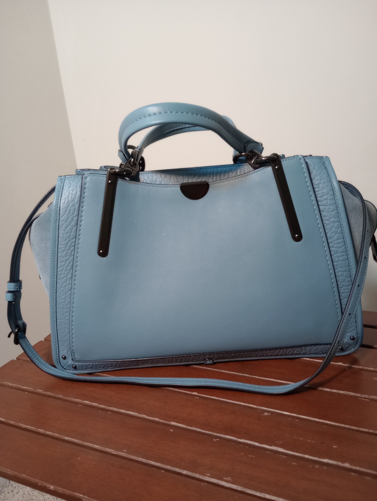 Coach Mixed suede /calf Leather Dreamer 36 top handle/satchel in Slate