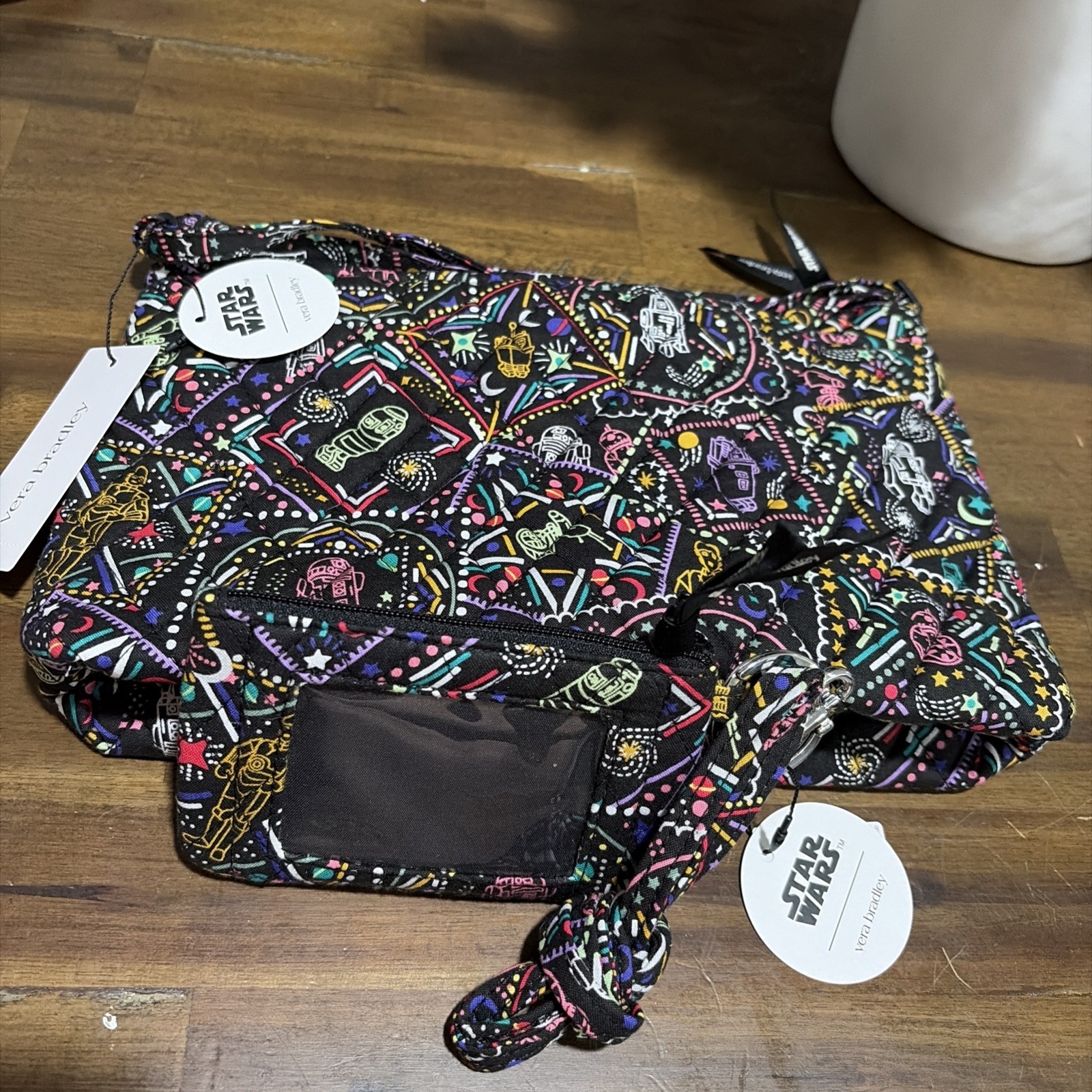 Vera Bradley Star Wars Tossed Bandana Droids Large Hipster & Zip ID NWT
