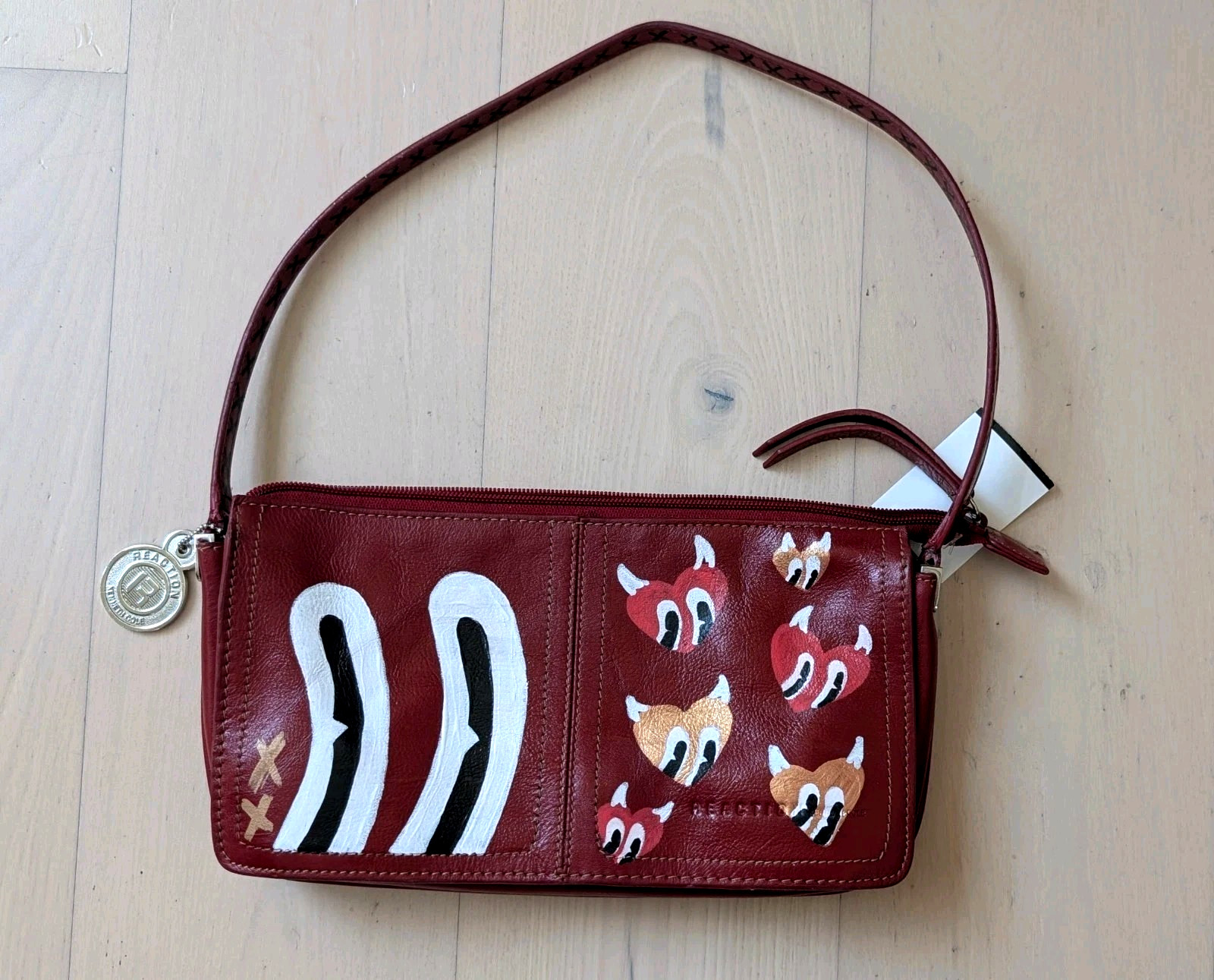 One of a Kind Upcycled Reaction by Kenneth Cole Red Shoulder Bag