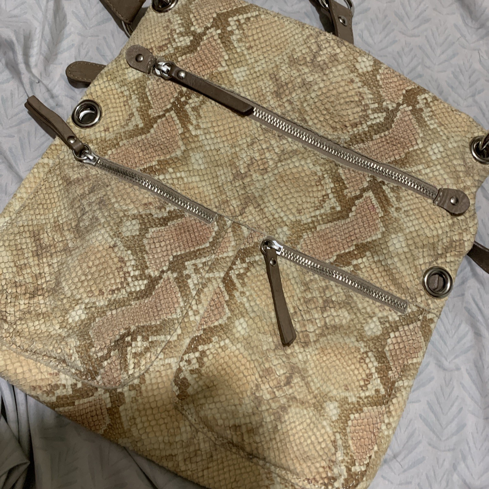 Maurizio Taiuti Leather Snakeskin Crossbody Purse Made In Italy