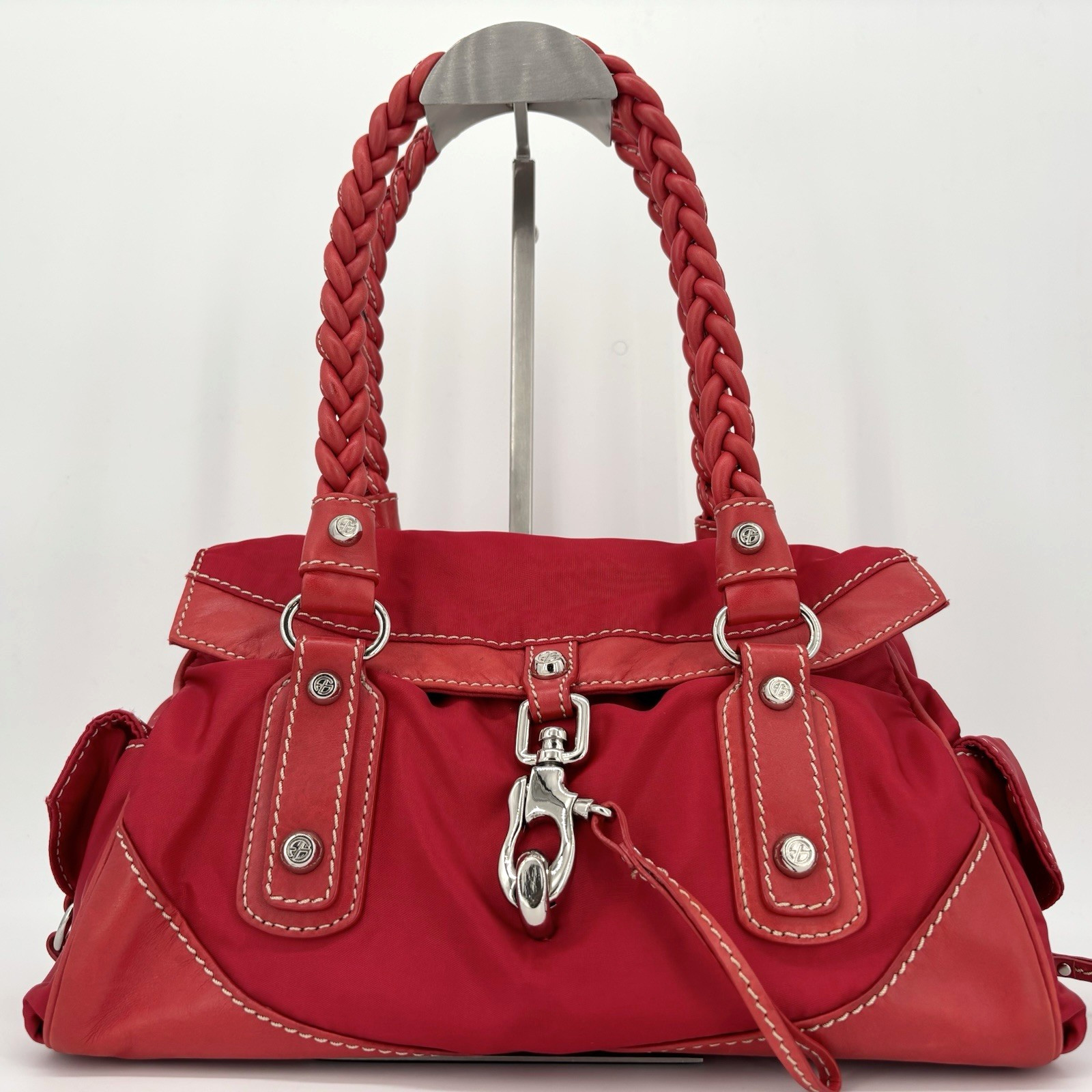 FRANCESCO BIASIA Handbag Tote Secret Love Nylon Y2K Red Authentic From Japan