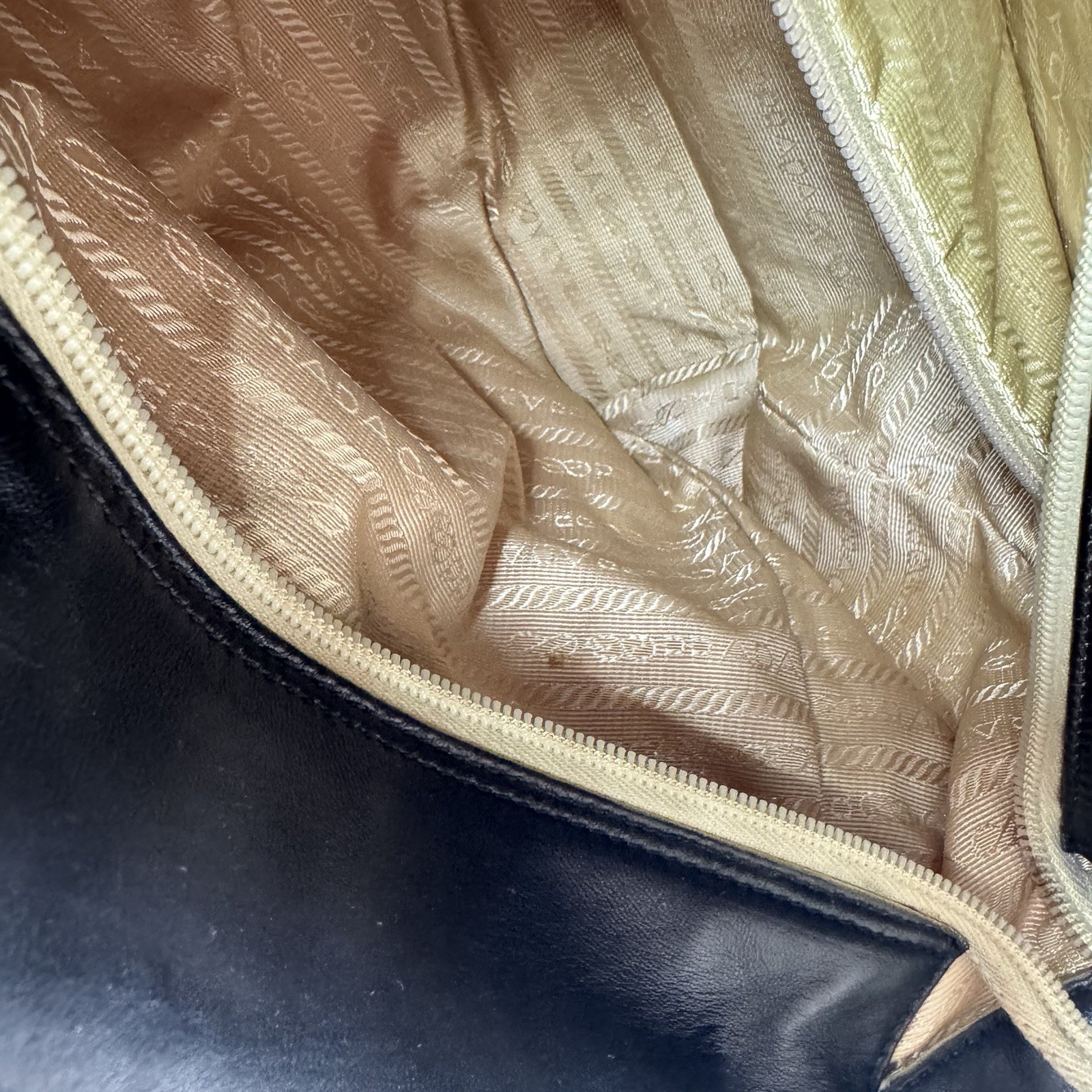 PRADA Black Leather Tote Bag Triangle Logo Vintage Top Handle