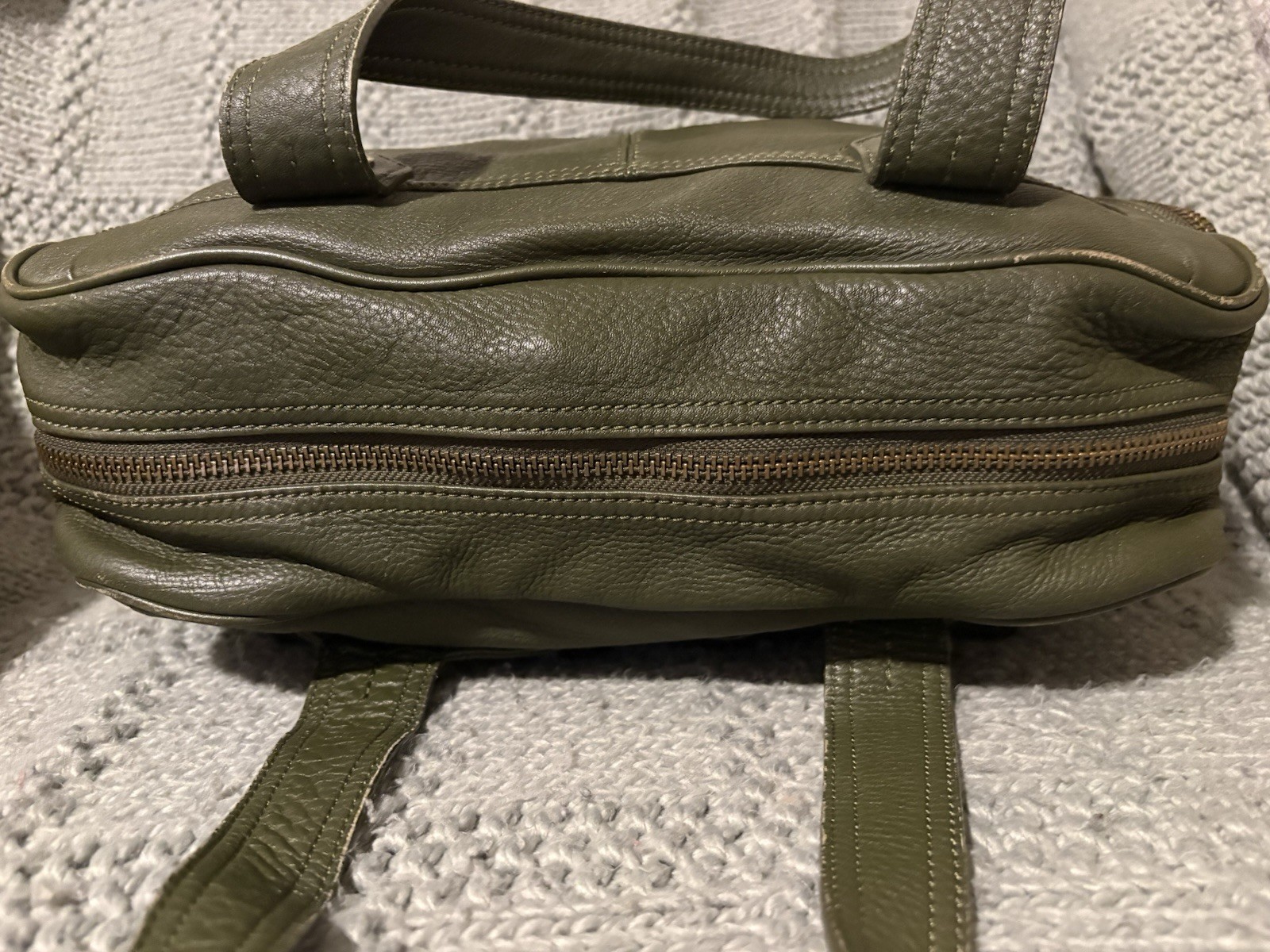 Marc Jacobs Green Pebbled Satchel Top Handle Bag, Brass Hardware
