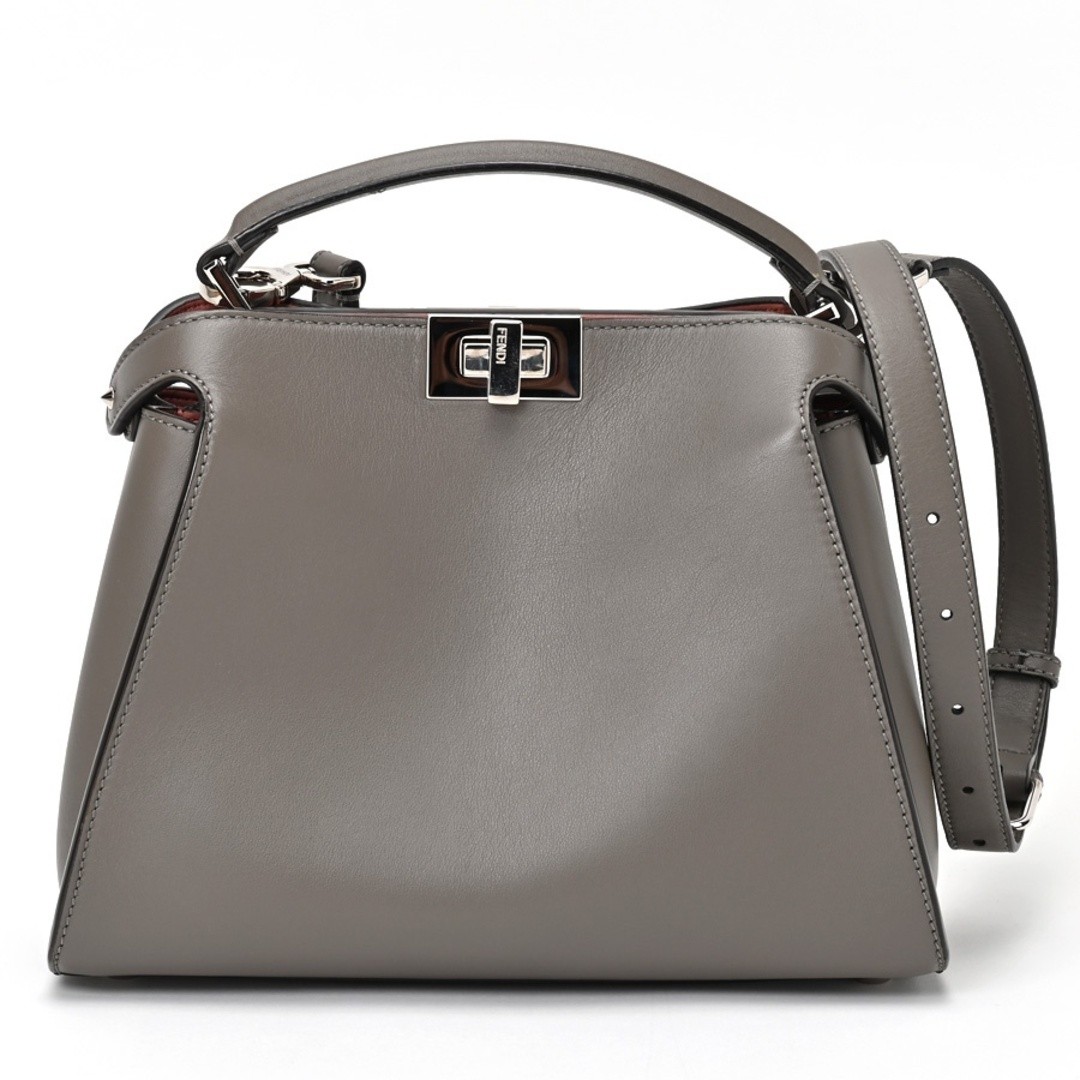 FENDI Peekaboo Iconic Essentials 8BN302 Nappa Leather Greige Pink Used TOMI-0