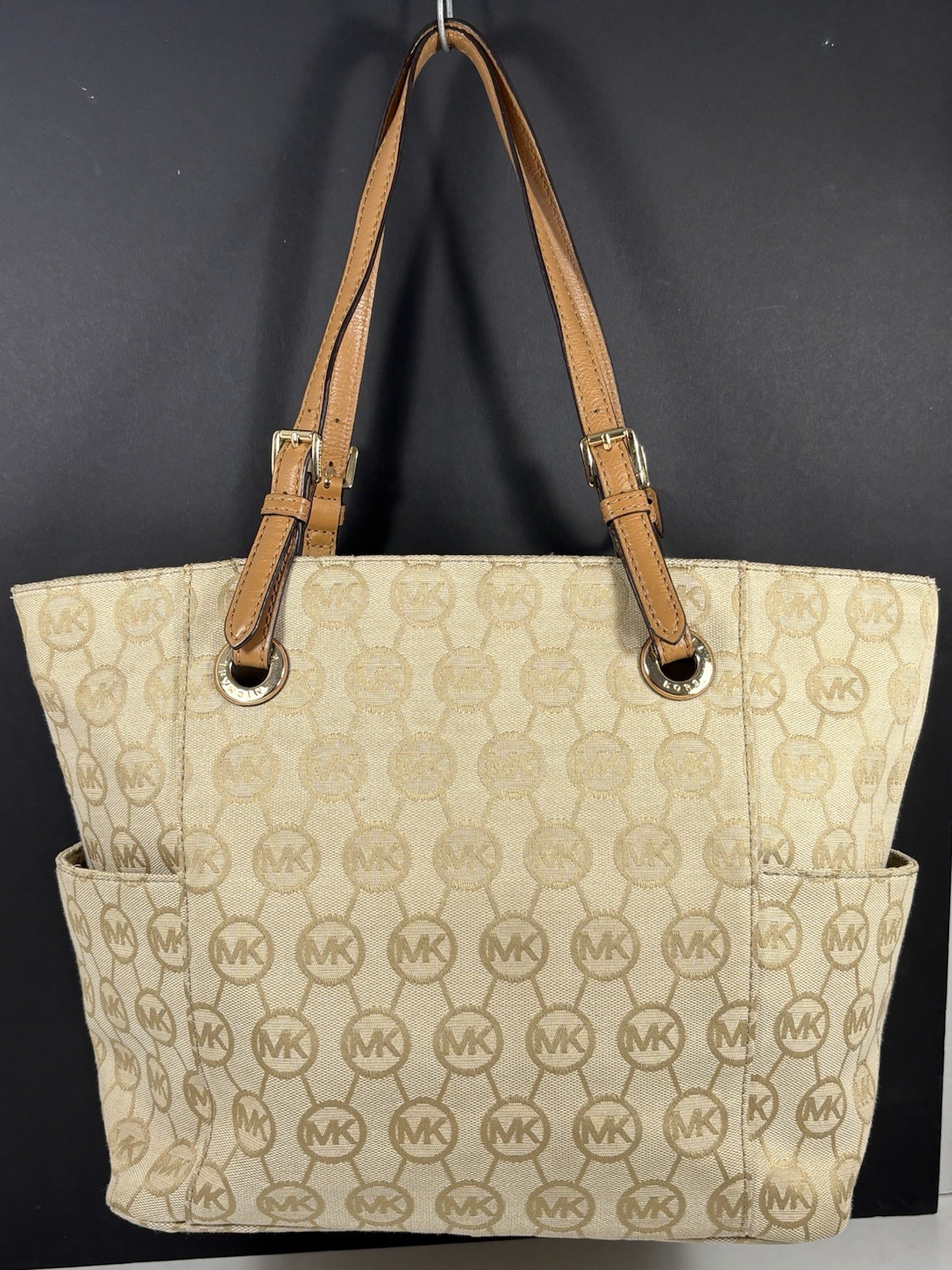Michael Kors Charlotte Women’s Top Zip Tote Bag Large 16x10x5 AcornMK Pattern
