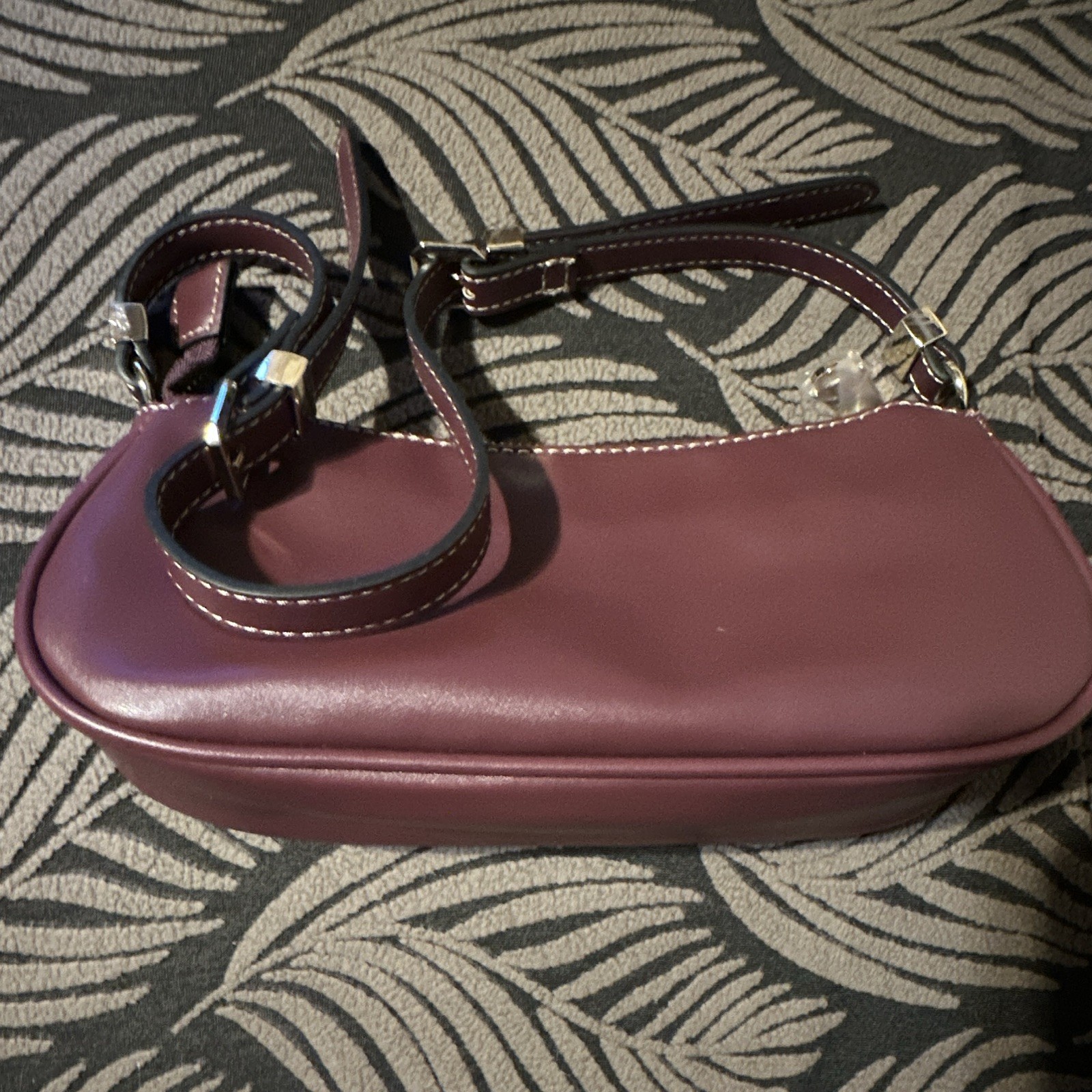 True Religion wine color with Rhinestone Logo Zip Shoulder Bag
