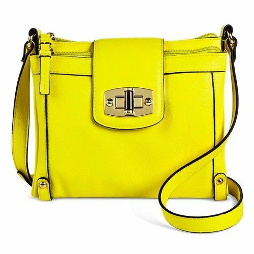 Merona Stylish Crossbody Faux Leather Handbag with Turn Lock Metal Clasp