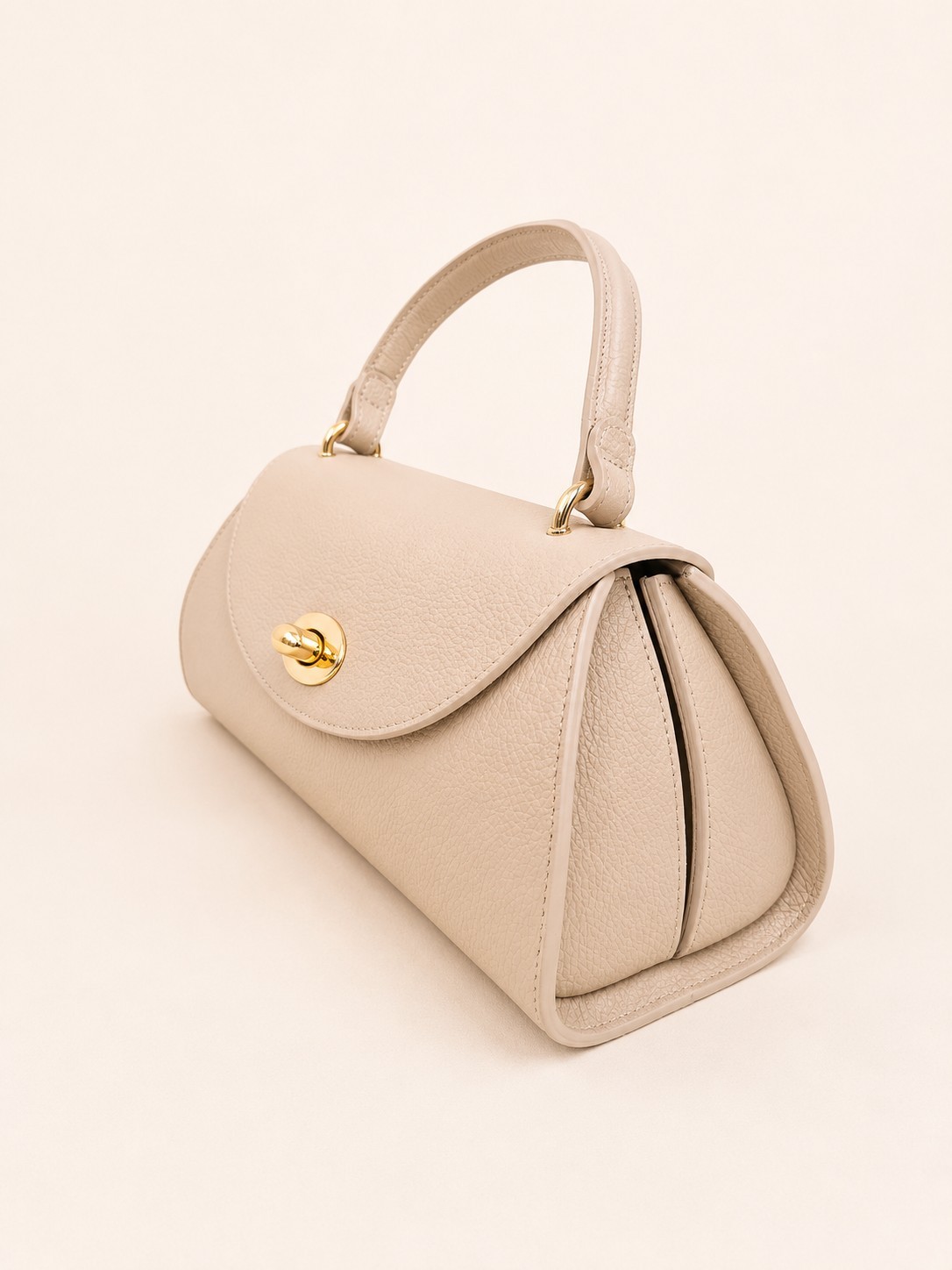 Beige Leather Shoulder Bag, Genuine Italian Leather Handbag