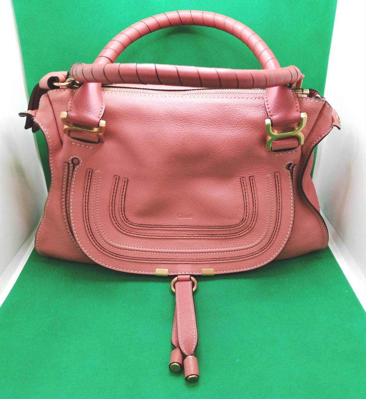 CHLOE Marcy Hand Shoulder Bag Pink 13.7×8.6×5.9 inch Authentic Used Japan