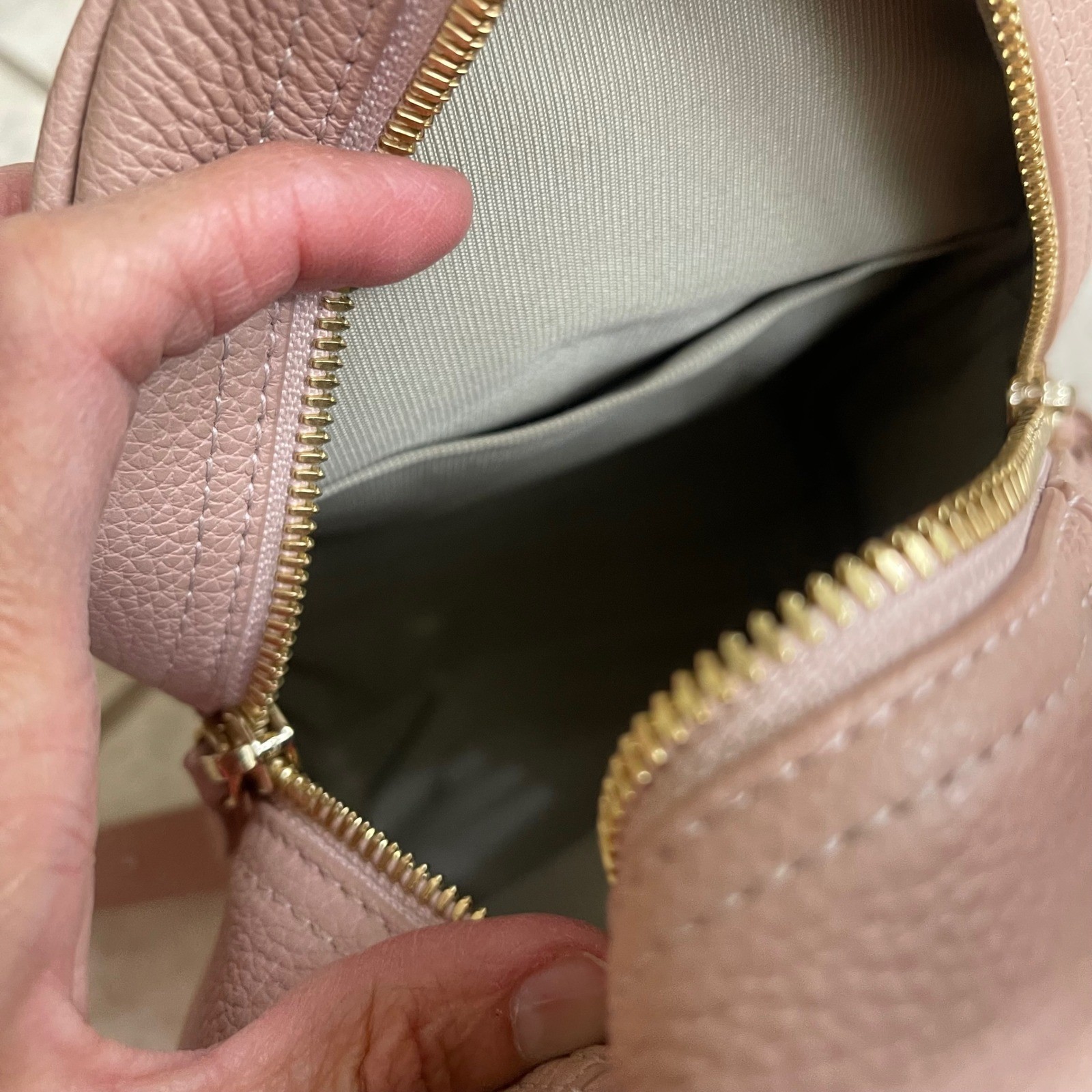 Furla Mini Pebbled Leather Backpack moonstone pale Pink Small Dome Bag used 1X