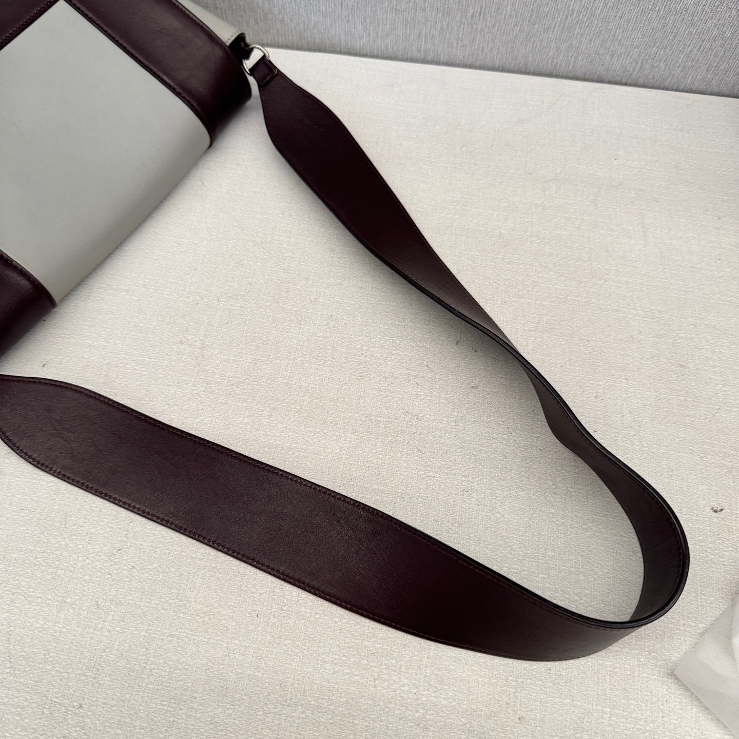 Celine Frame Normal Burgundy Light Gray Calfskin Shoulder Crossbody Bag US Ship