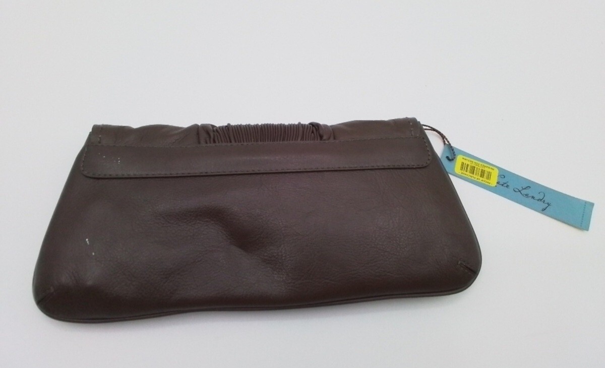 NWT Kate Landry Clay Mask Gray/Tan MU POCKET Clutch Purse Bag *Read*