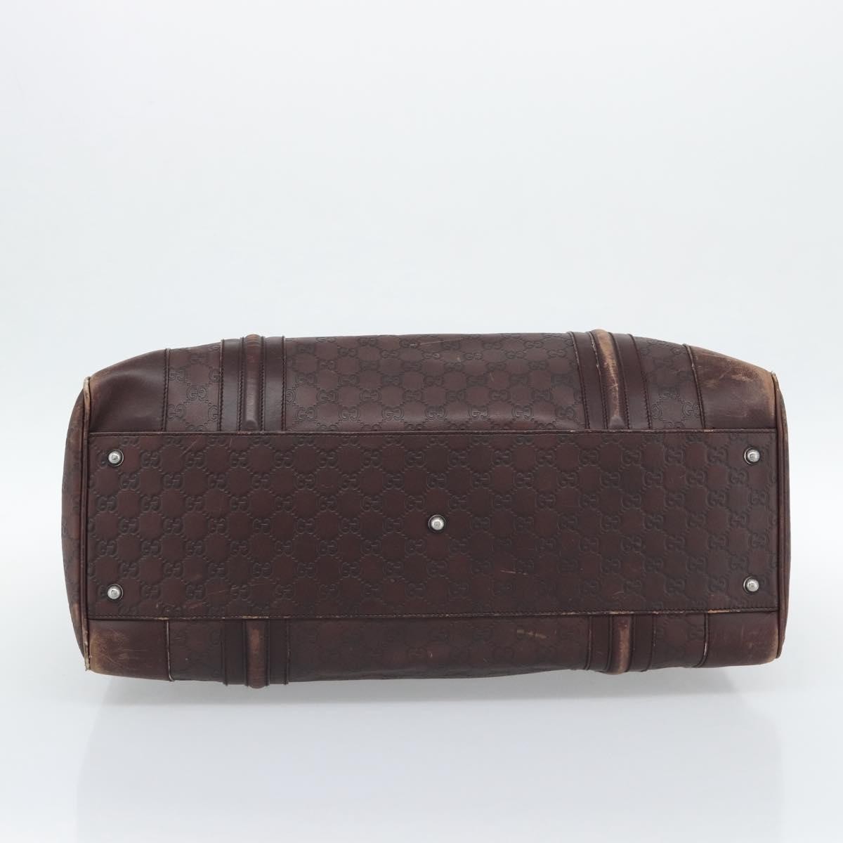 GUCCI Guccissima GG Canvas Boston Bag Leather Bordeaux Silver 146204 Auth 190589
