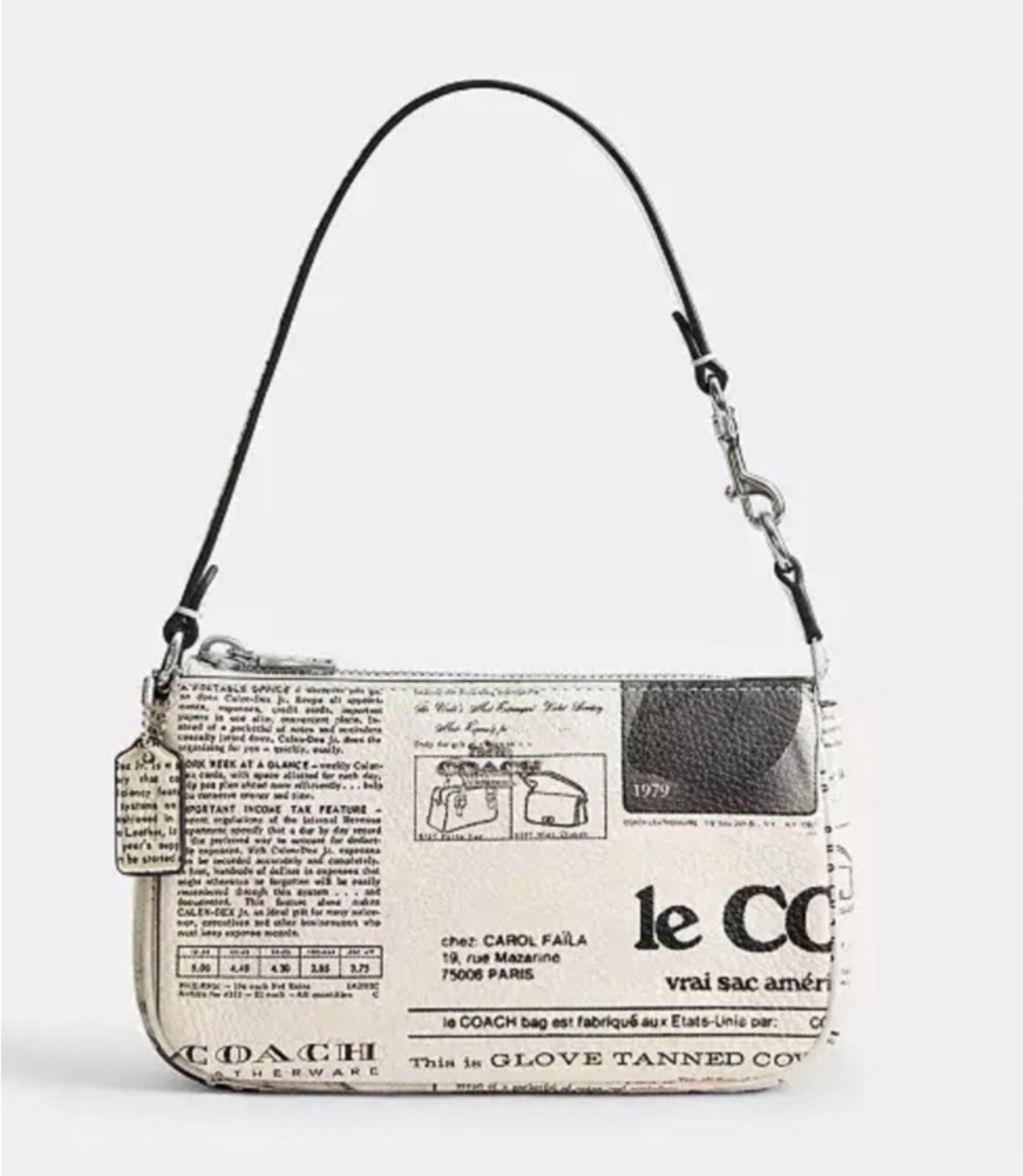 Limited Edition Coach Newspaper Print Shoulder Bag in Cream and Black NWT