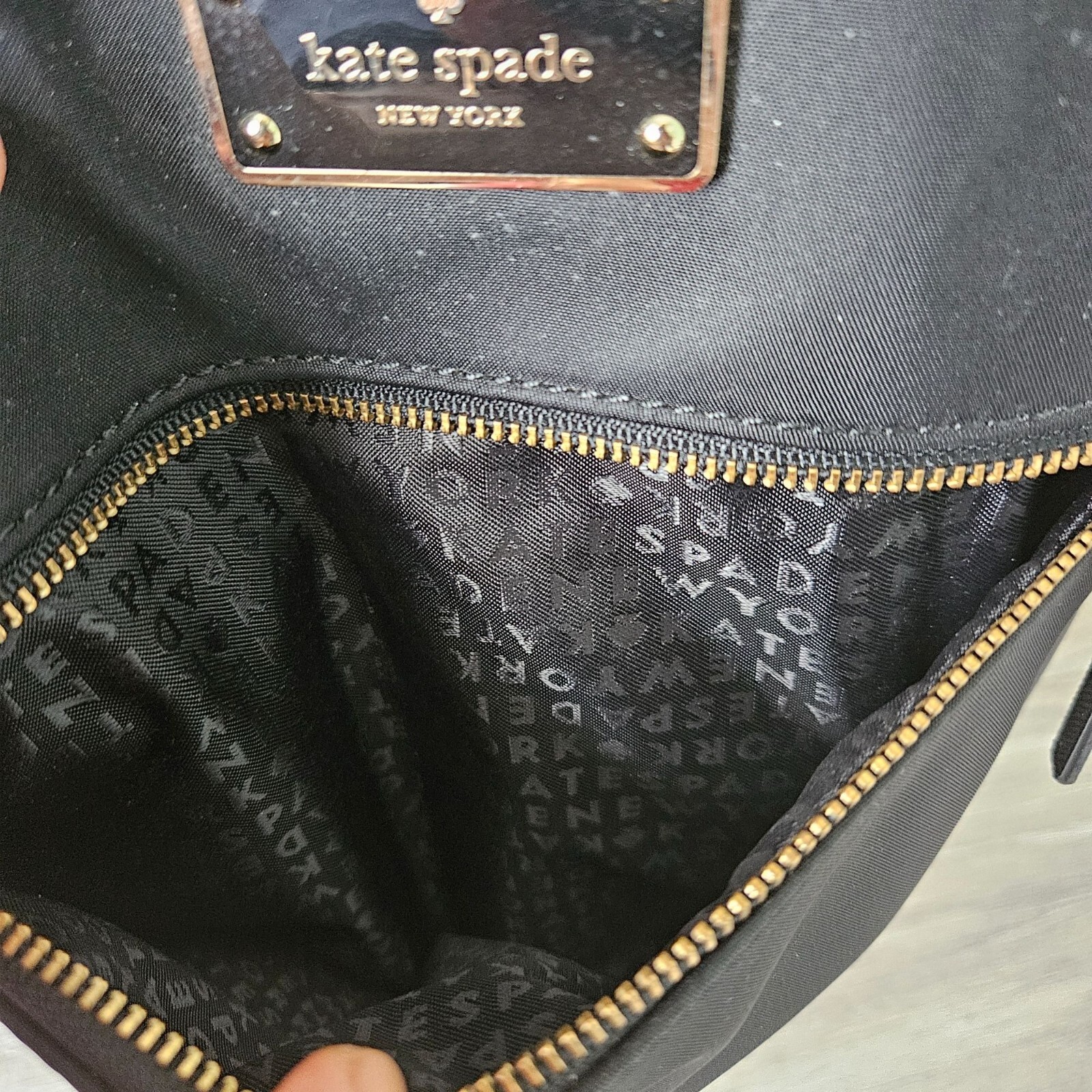Kate Spade Black Nylon Mini Backpack Hilo Blake Avenue Leather Trim Adjustable