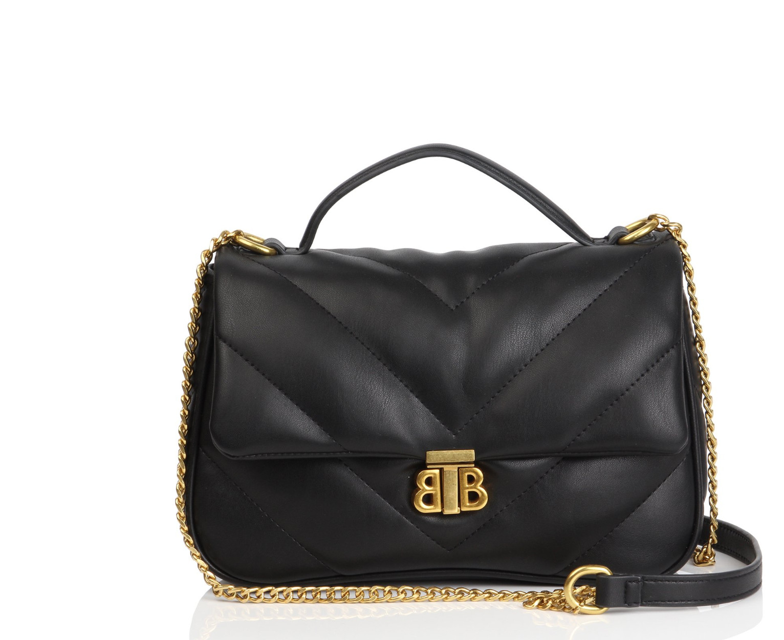 Bienali Zoe Quilted Chunky Flap Crossbody Purse Black