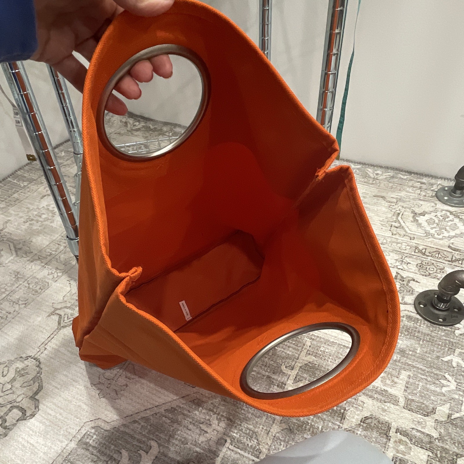 SOREN Vintage Gromet Handle Canvas tote bag Orange Silver