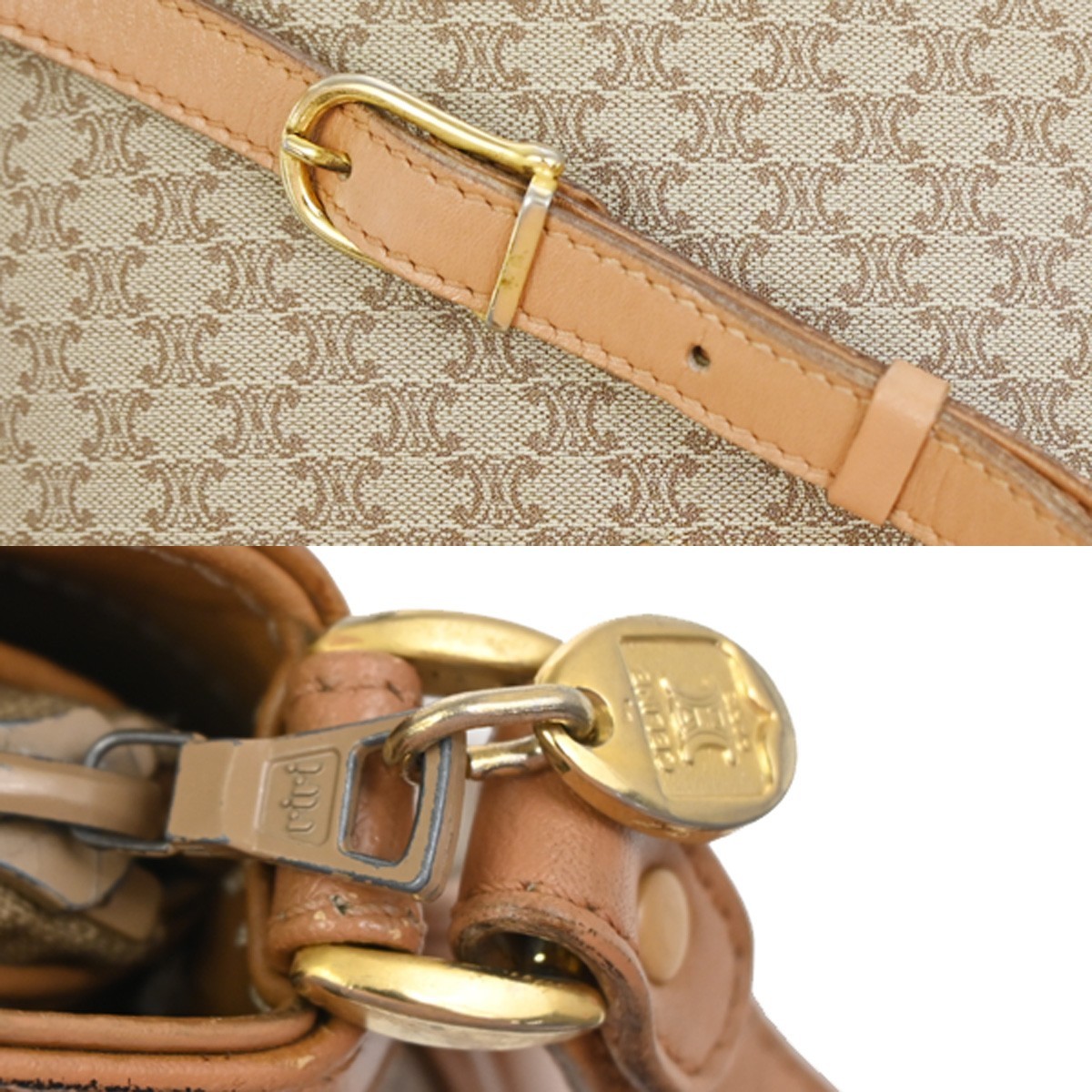 CELINE Macadam Pattern Crossbody Shoulder Bag PVC Leather Brown Italy 62KC868