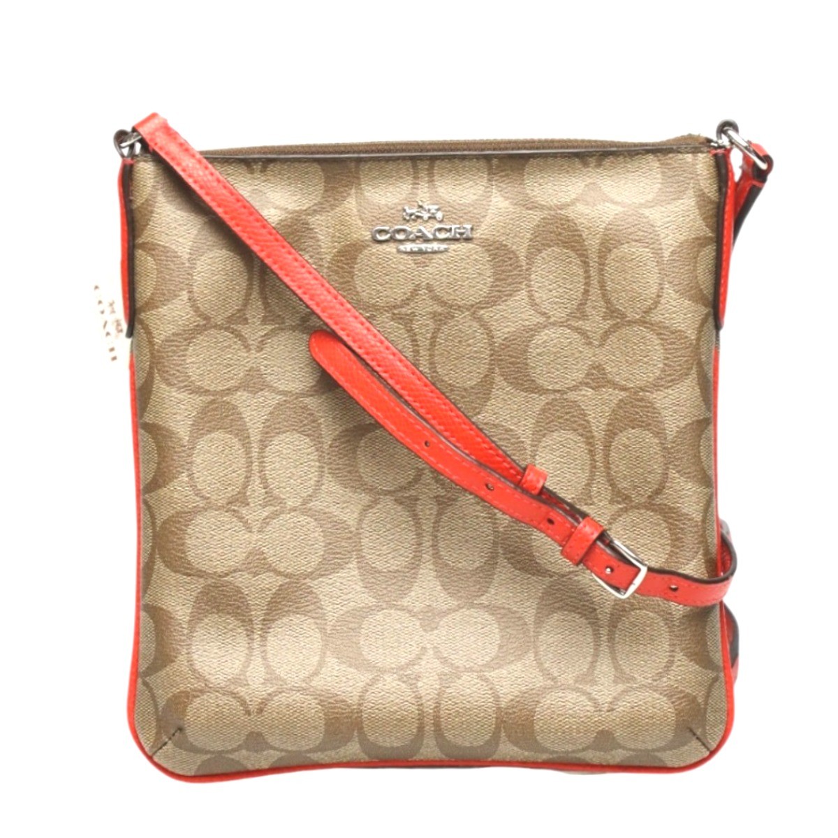 COACH Diagonal crossing canvas Signature F35940 Shoulder Bag leather Brown