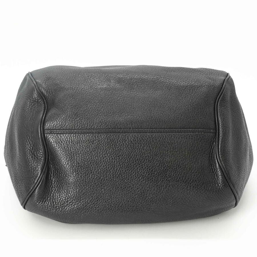Salvatore Ferragamo Gancini Black Leather Turn Lock Handbag Silver Hardware