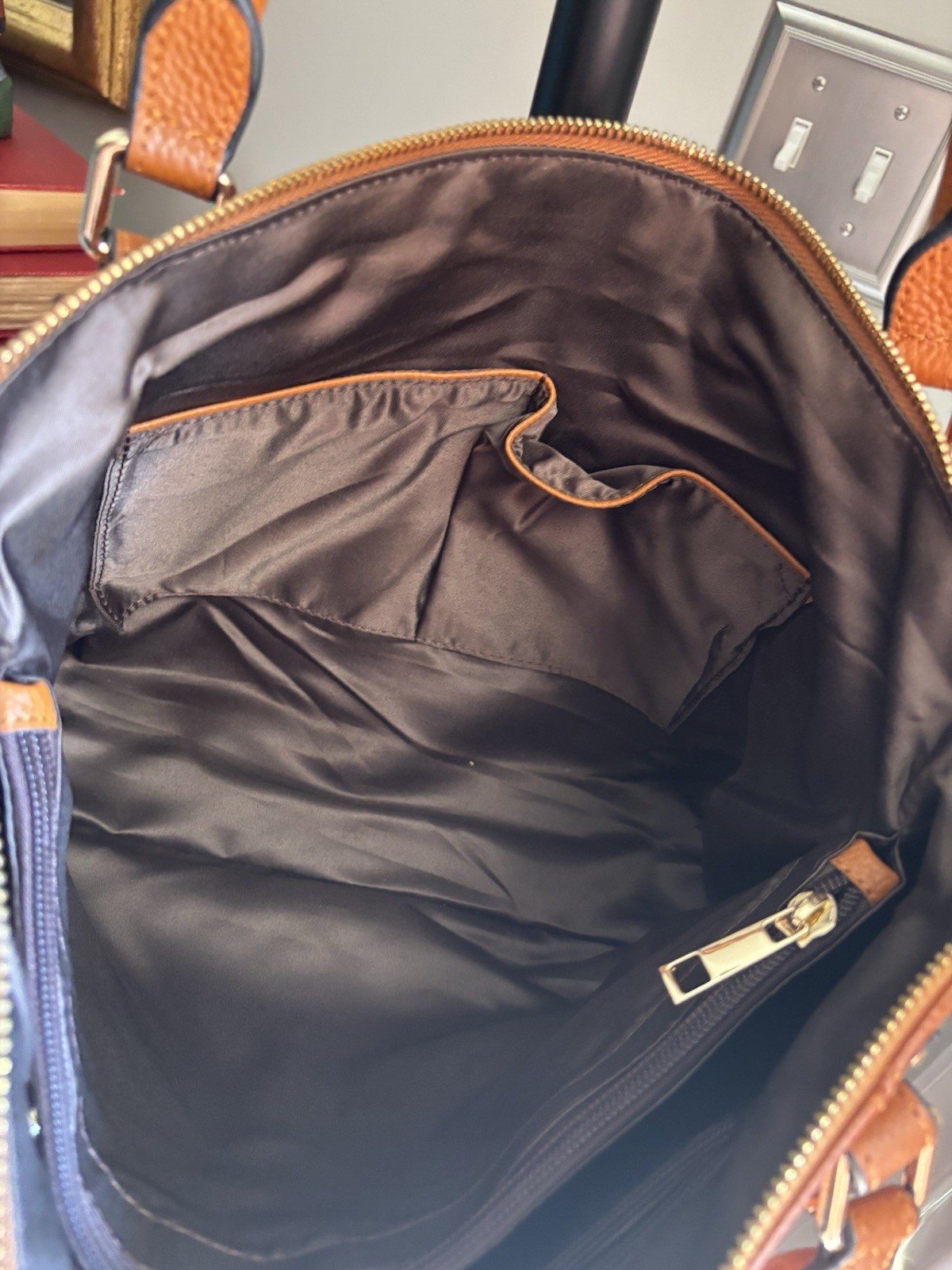 Kattee Brown Pebbled Satchel Top Handle Zip, Detachable Strap, Pockets