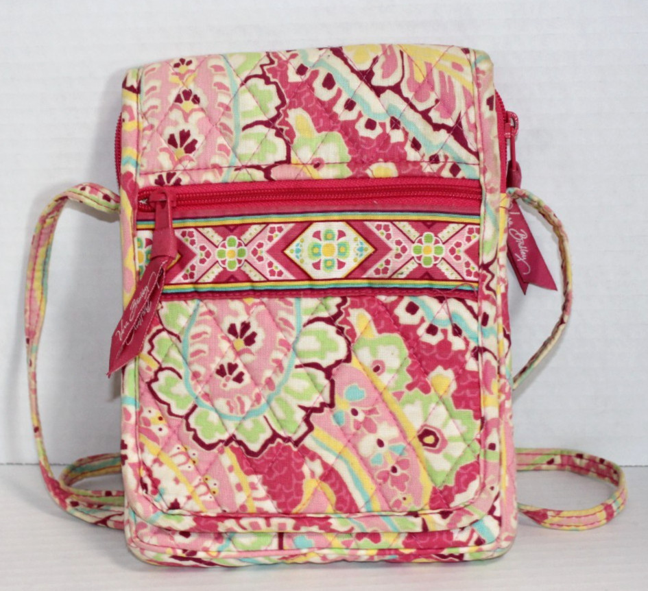 Vera Bradley Capri Melon Pink Paisley Crossbody Travel Card Holder