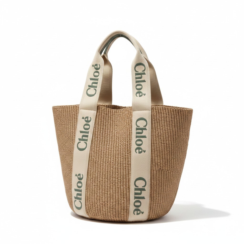 Chloé x Mifuko Large Woody Basket Tote White Fair Trade Paper NWT
