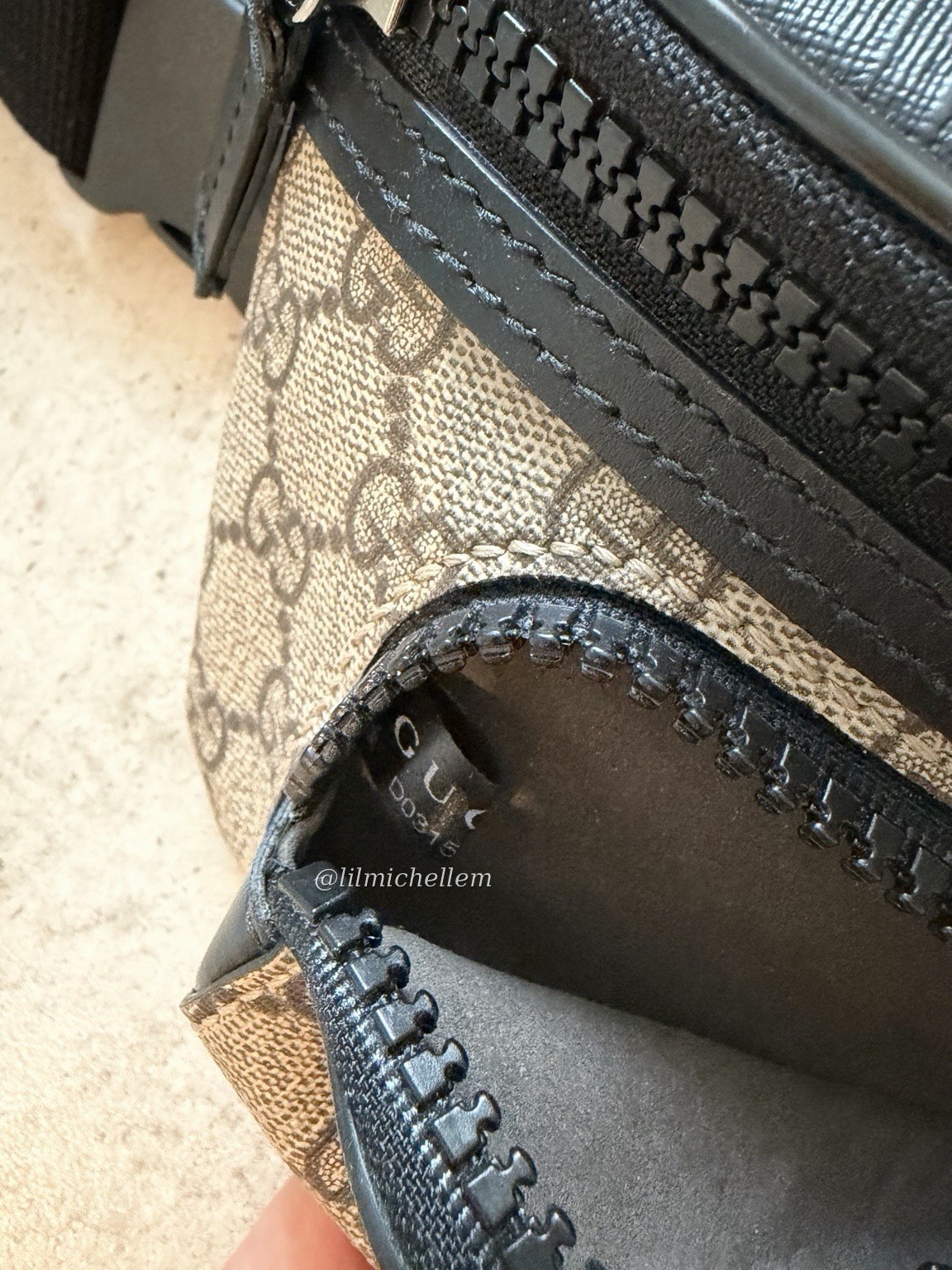 Authentic Gucci GG Supreme Eden Belt Bag Brown Canvas with Black Trim