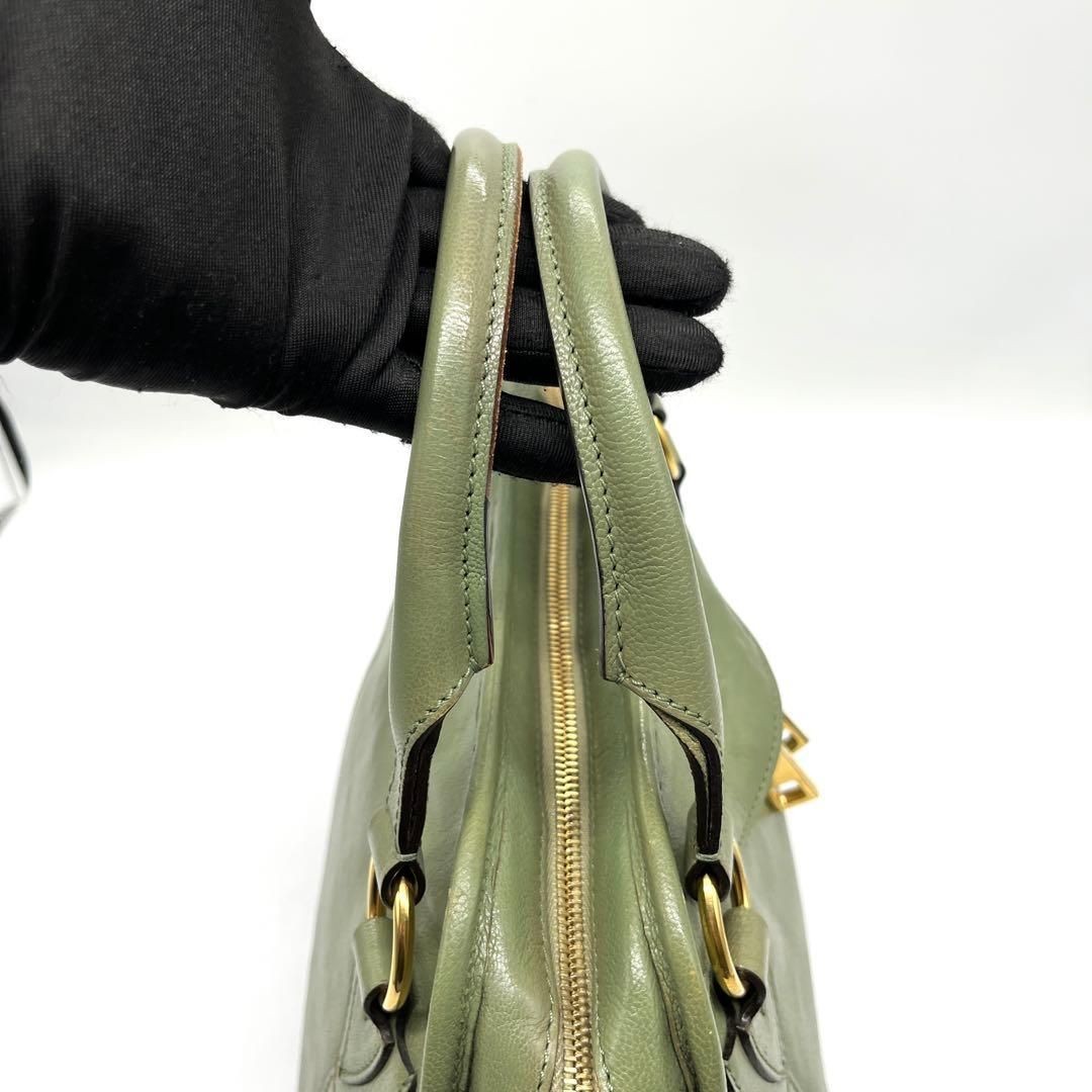 Marc Jacobs Green Leather 2Way Satchel Vintage Olive Shoulder Handbag Authentic