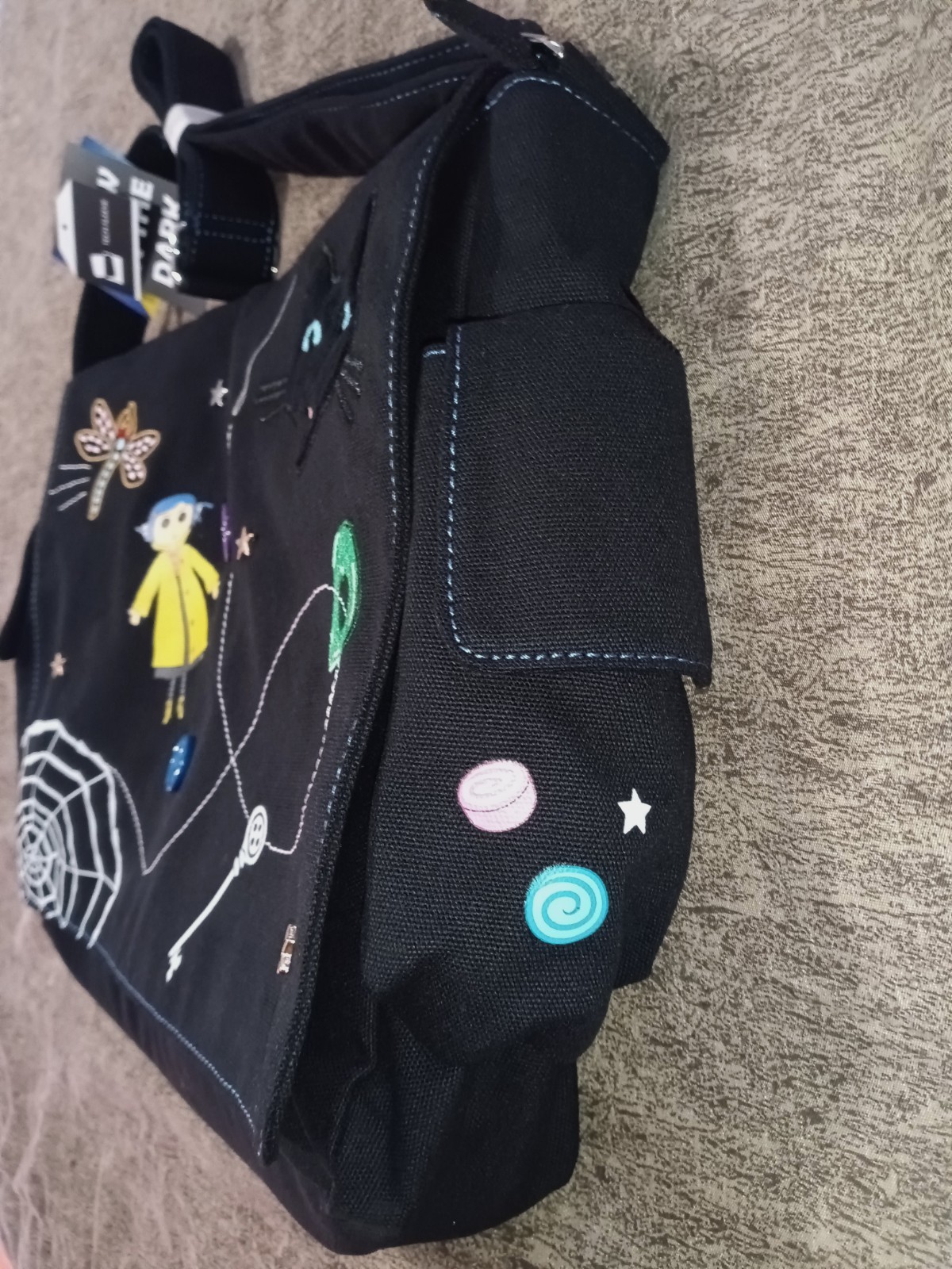 Coraline Icons Embroidered Glow In The Dark Shoulder Messenger Bag New With Tags