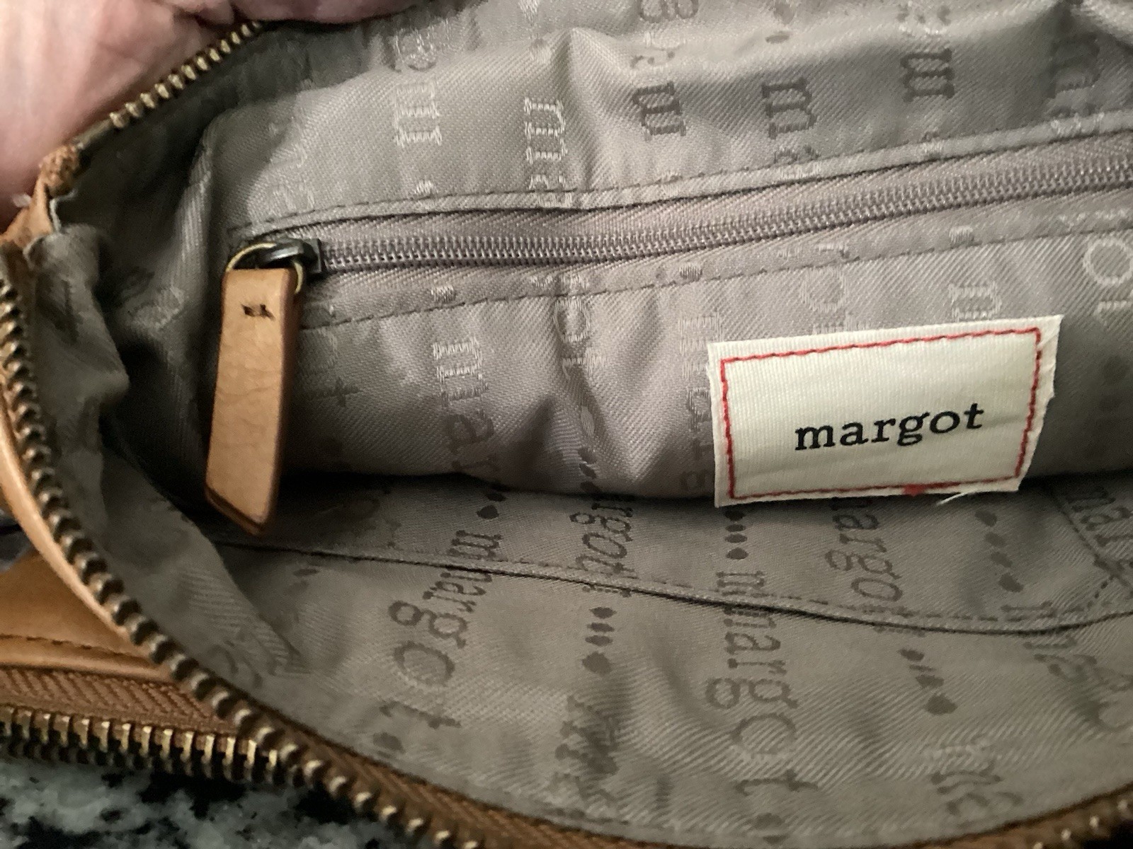 Margot Women’s Tan Solid Crossbody Bag Zip Closure Gold Hardware Medium Straps