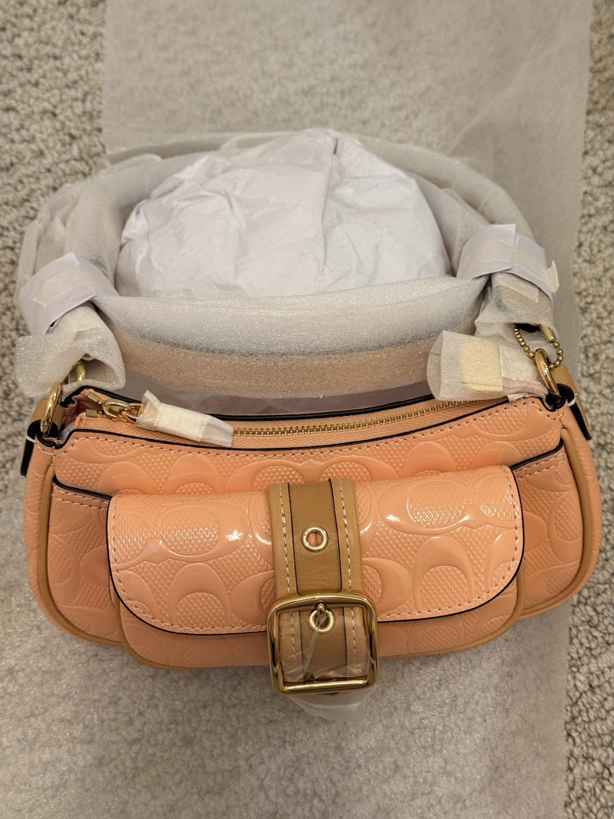 *SEALED* COACH Ashton Mini Shoulder Bag Signature Leather Gold/Faded Blush Pink