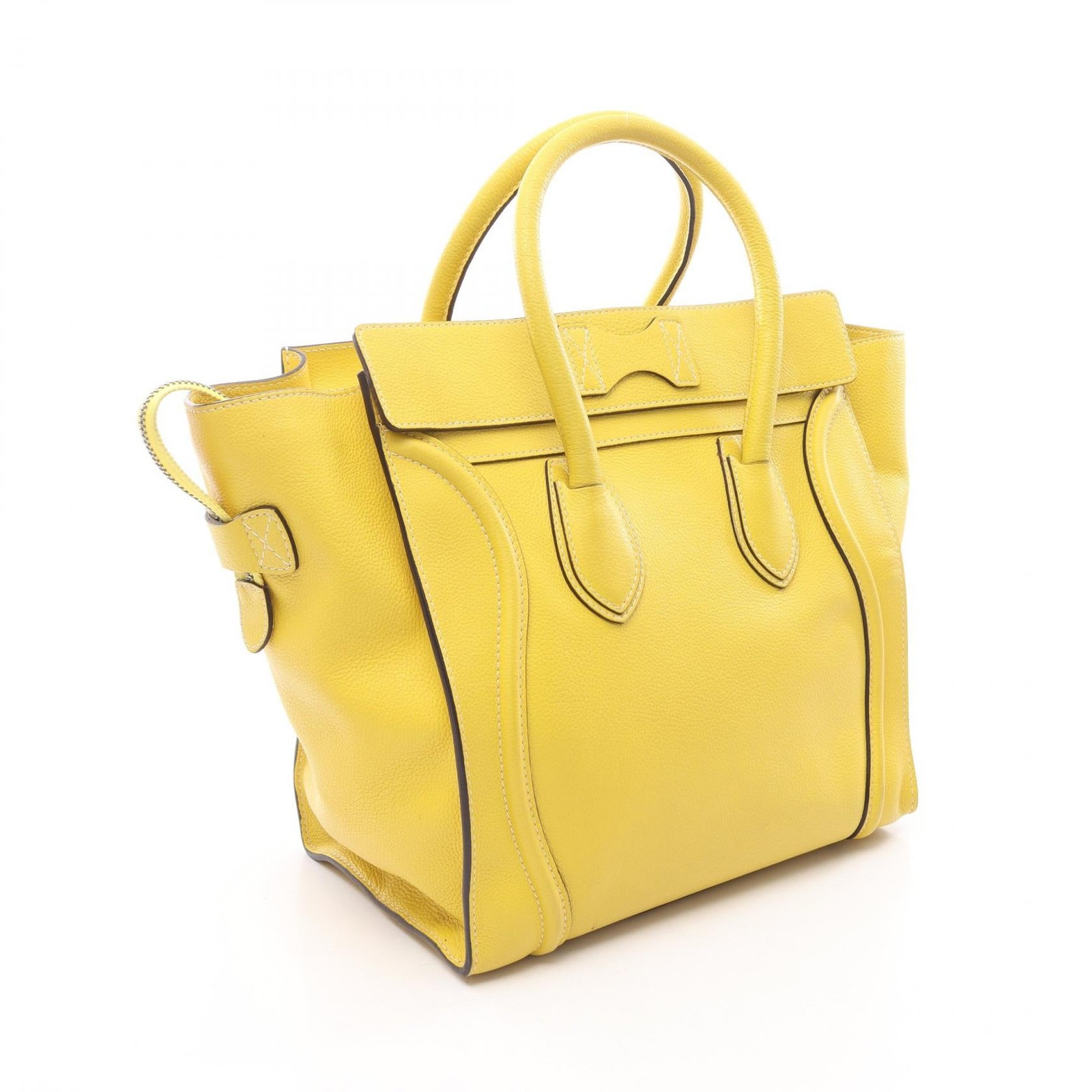 Celine Luggage Mini Shopper Leather Handbag Women Yellow One Size