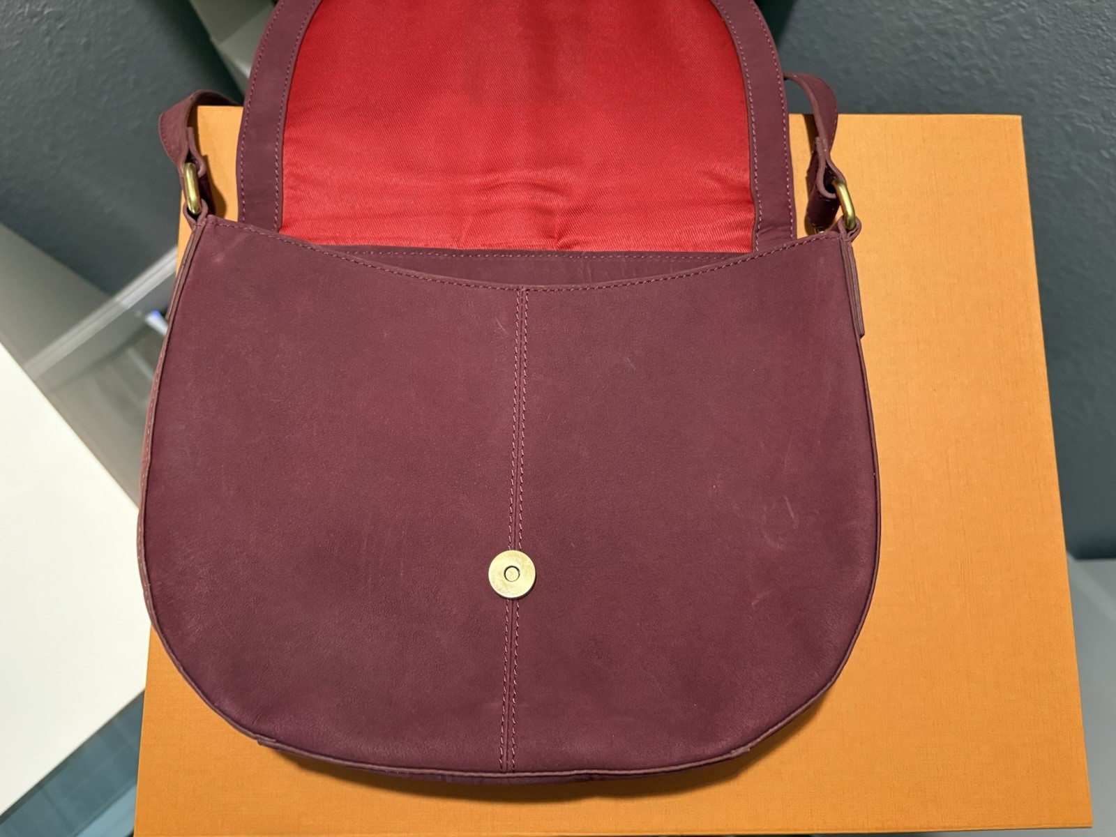 Sharif Legacy Collection Women’s Burgundy Crossbody Bag with top handle