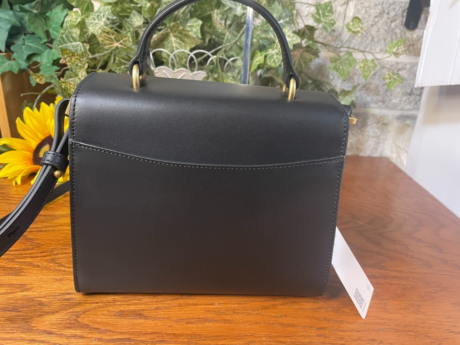 NWT QUINCE ITALIAN LEATHER TOP HANDLE CROSSBODY SATCHEL HANDBAG BLACK MSRP $119