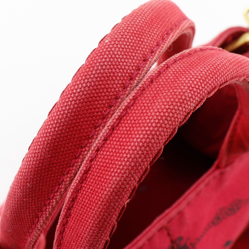 PRADA Canapa Tote Mini Handbag 2WAYShoulder Red canvas Women