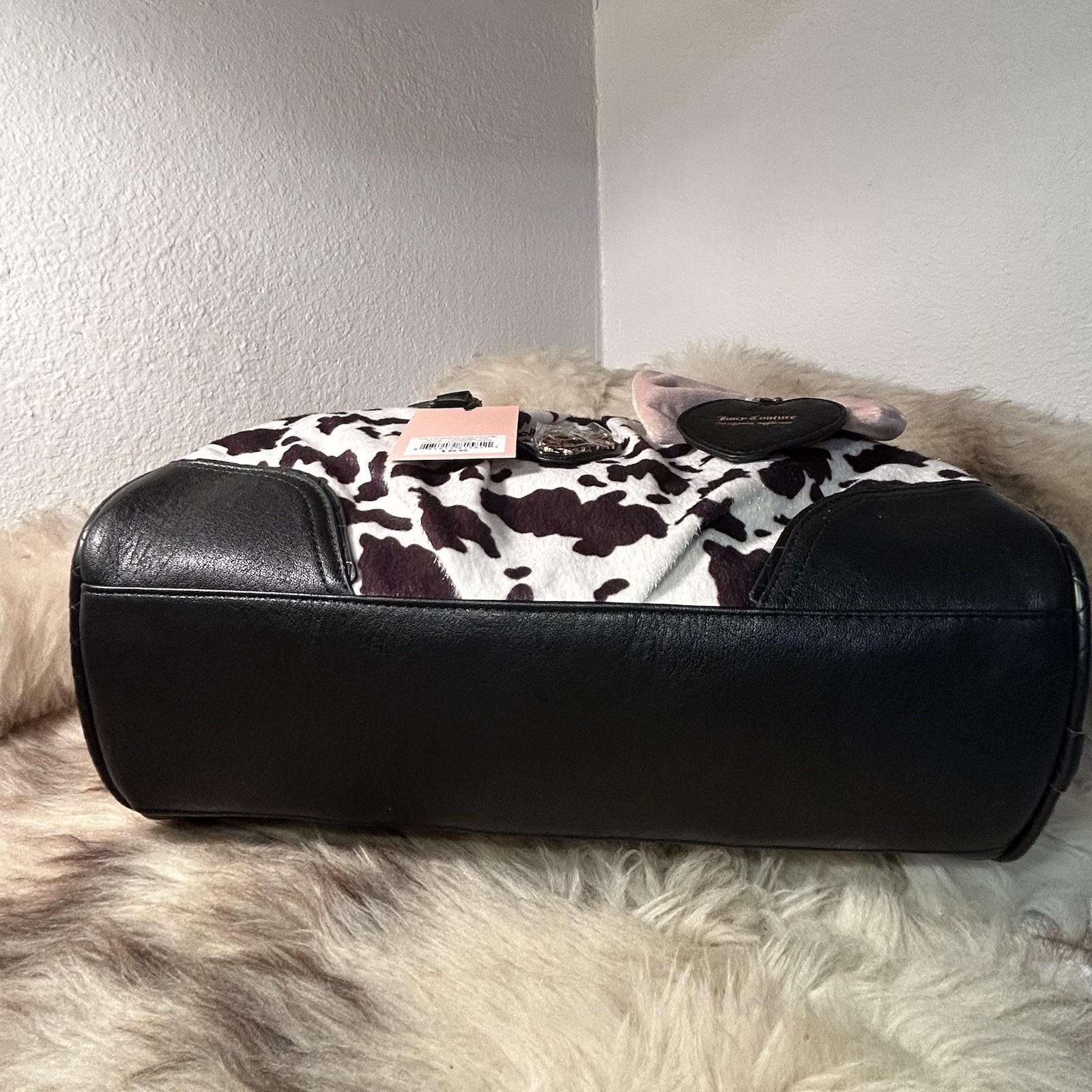 NWT Juicy Couture Romance Cow Satchel / Crossbody – Liquorice Black & White