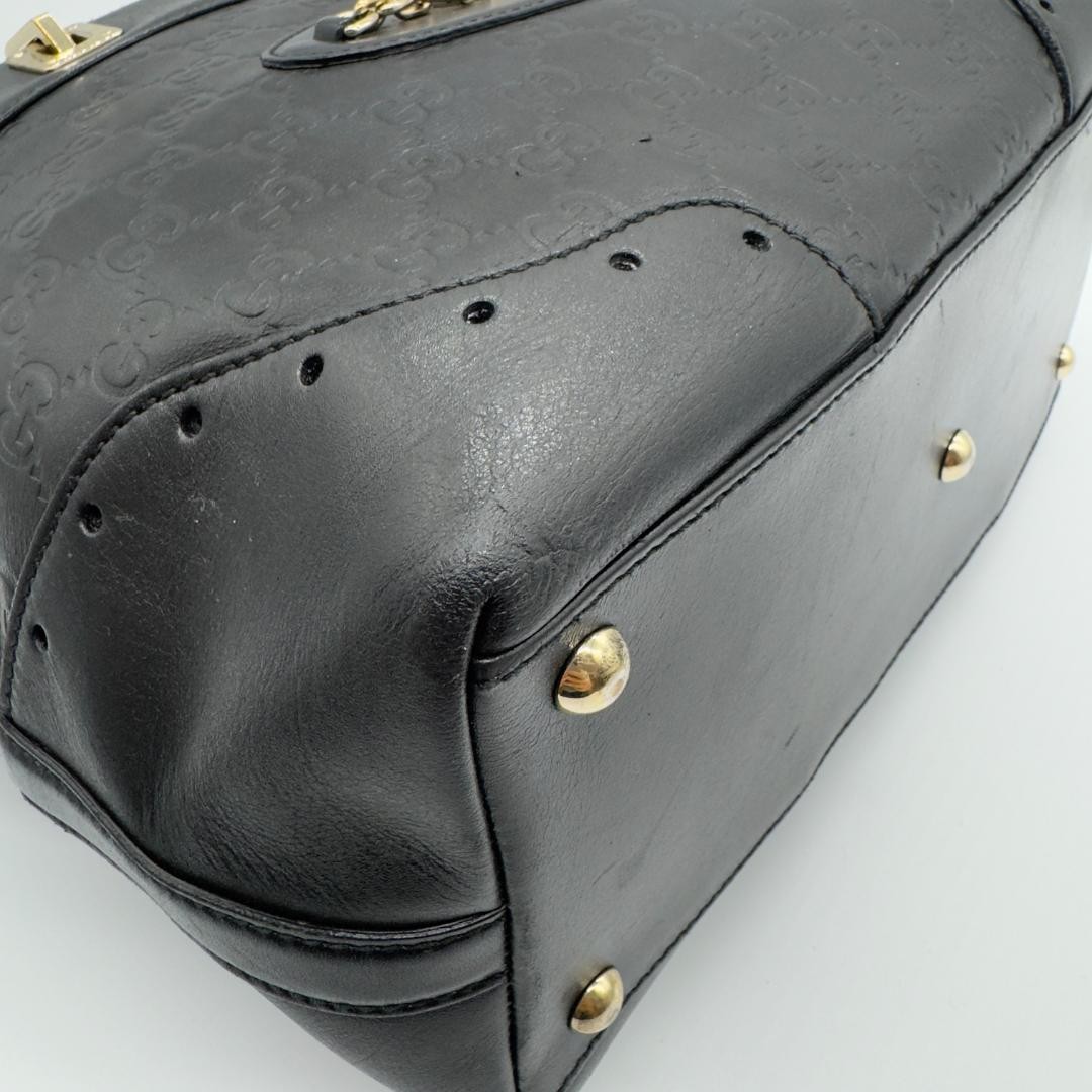 GUCCI Shima Leather Tote Bag Black Women Auth 8.26 x 10.82 x 4.72inch