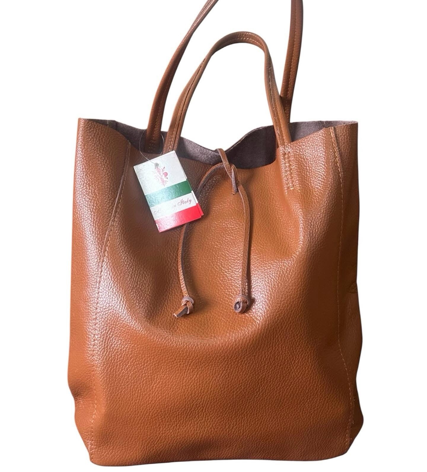 New ITALIAN Brown LEATHER X-LARGE TOTE SHOULDER BAG – MADE IN ITALY