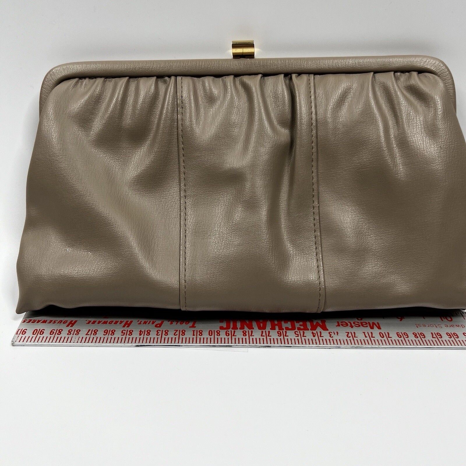 JR Purse Crossbody Clutch Tan Convertible Leather Bag 11×7” Vintage with Mirror