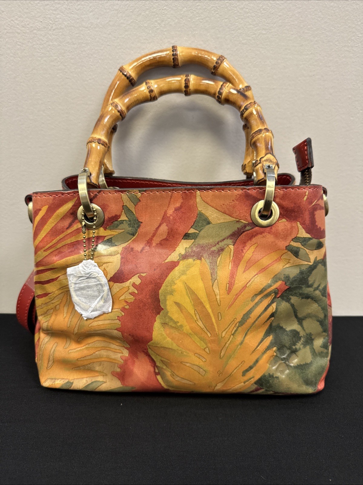 Patricia Nash Tropical Dreams Collection Empoli Leather Satchel Bamboo Handles