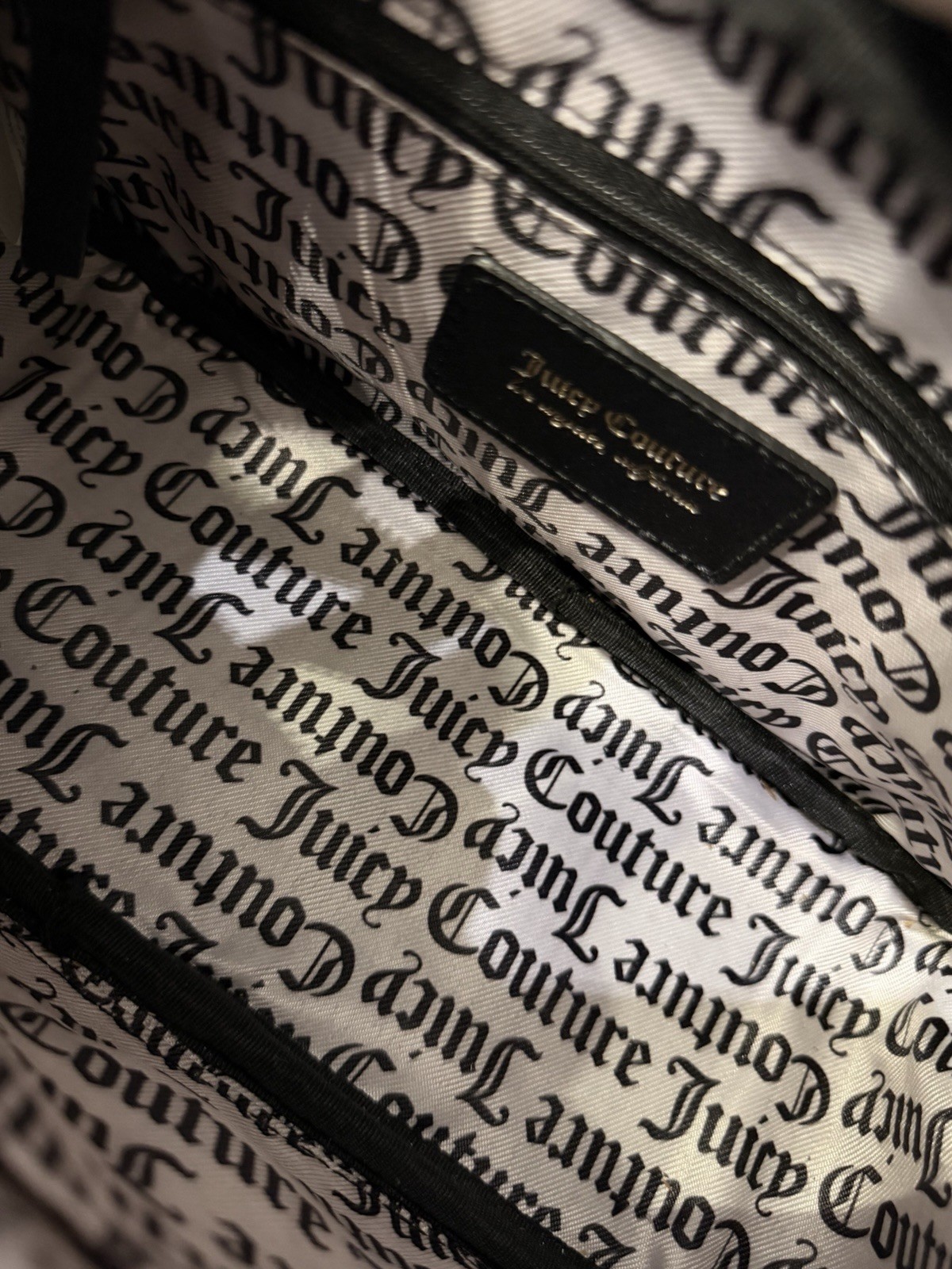 Juicy Couture Black/Gray Logo Satchel Top Handle, Detachable Crossbody, Zip