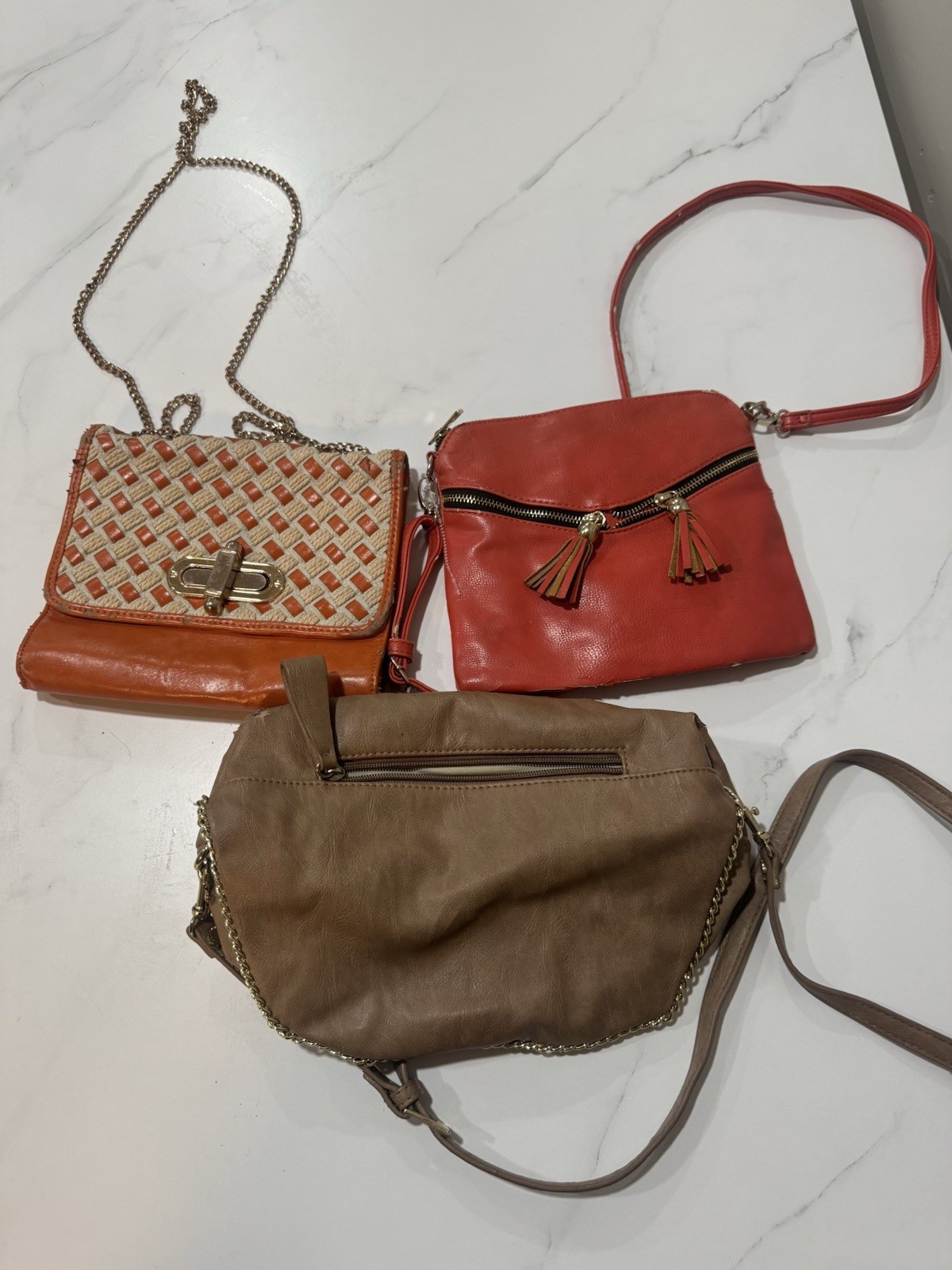 Street Level Women’s Shoulder & Crossbody Bag Set of 3 Tassel Chain Woven