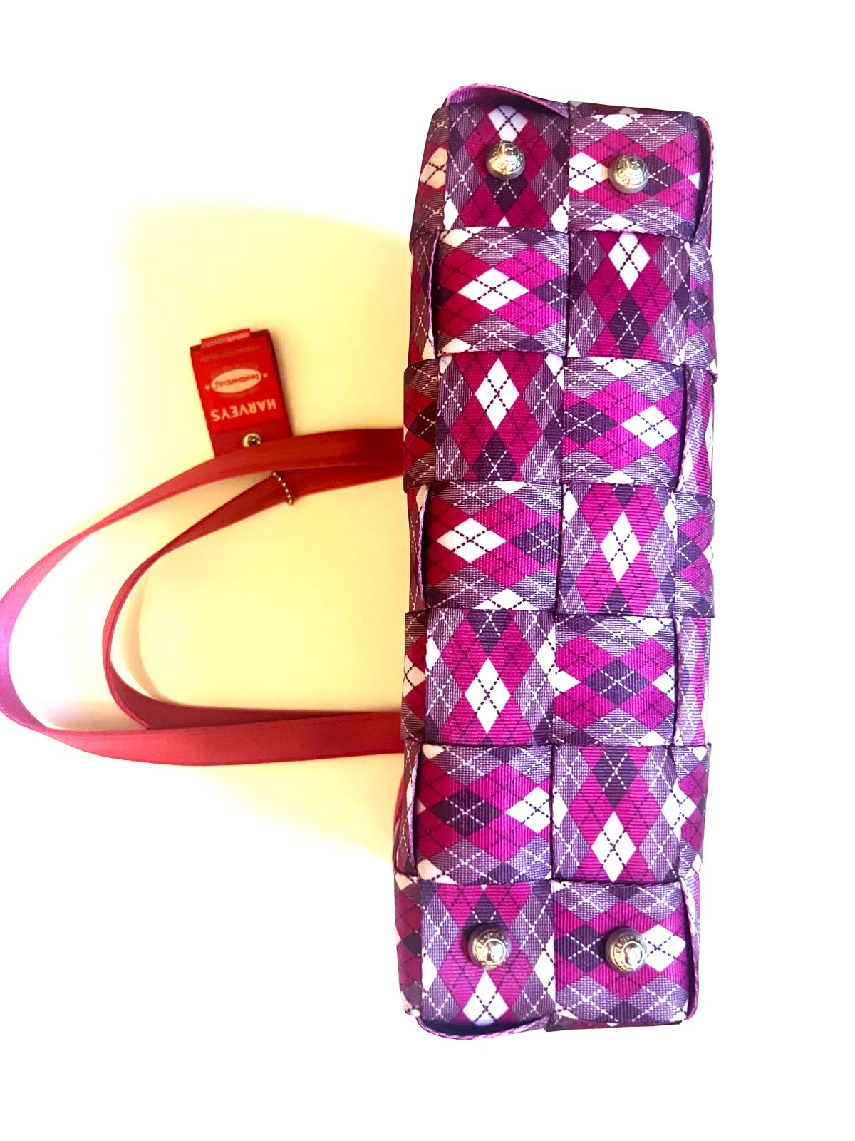 NEW NEVER USED! Harvey’s Seatbelt Bag Satchel Style Pink-Purple-Grey Plaid