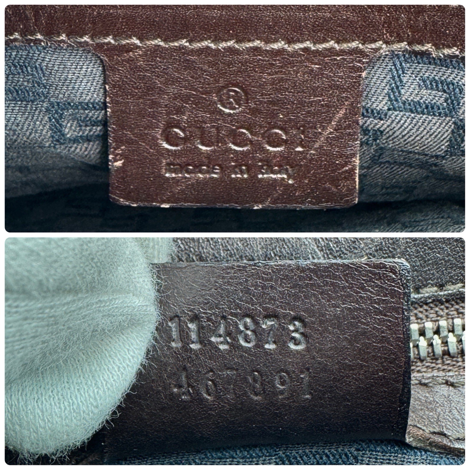 GUCCI GG Hardware Shoulder Bag Sherry Line Beige Canvas Leather Purae Authentic