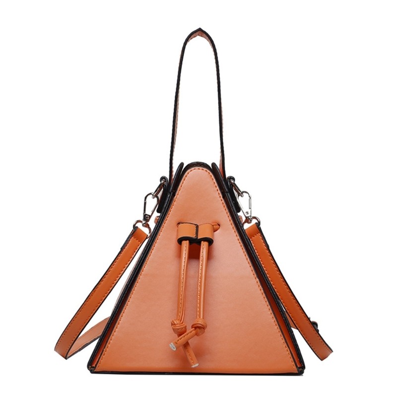Chic PU Triangle Shoulder Bag Compact Crossbody Bags Handbag for Women and Girls
