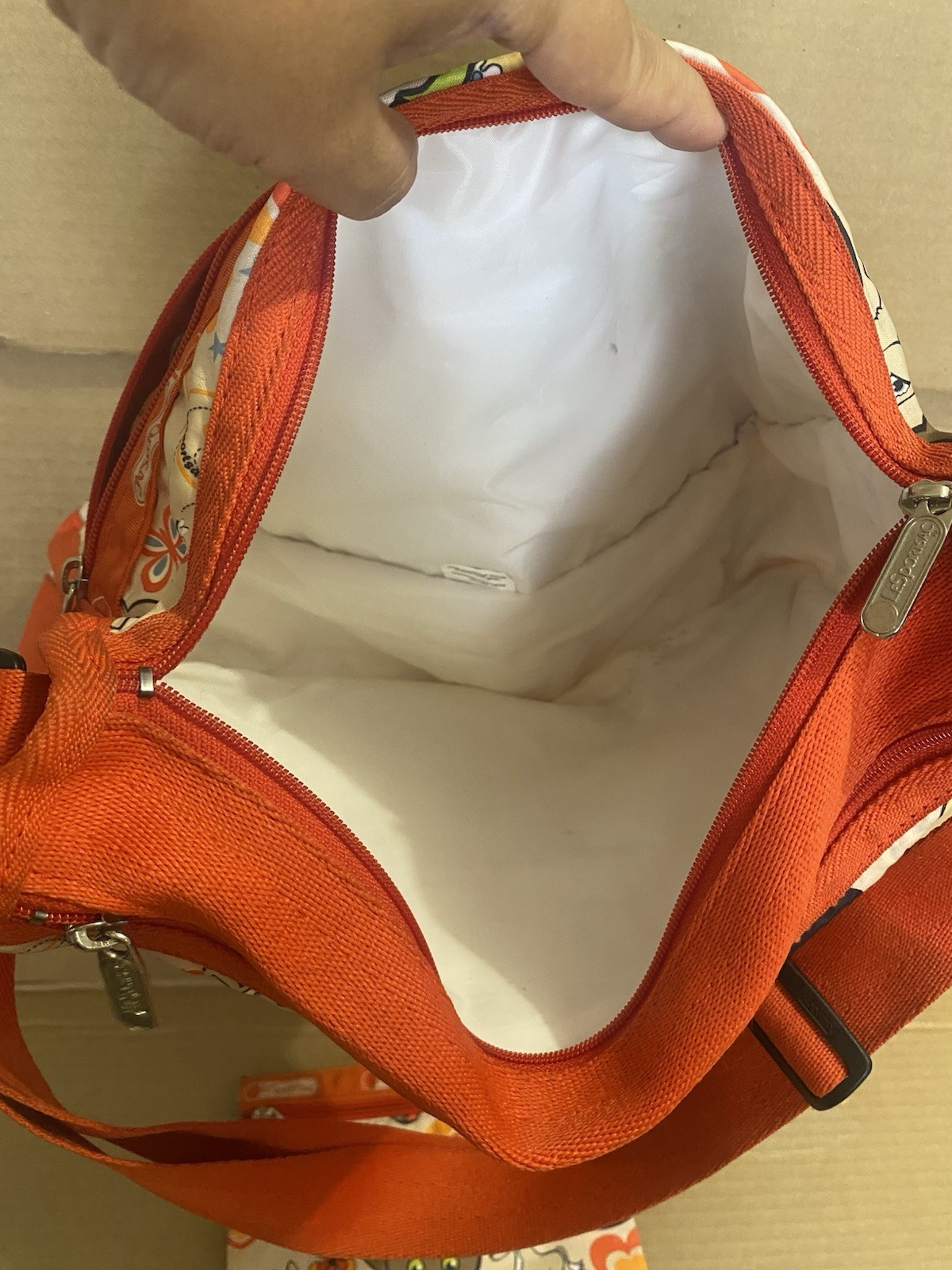 LeSportsac Animals Crossbody Shoulder Bag & Pouch Orange Frog Cat Deer Toons