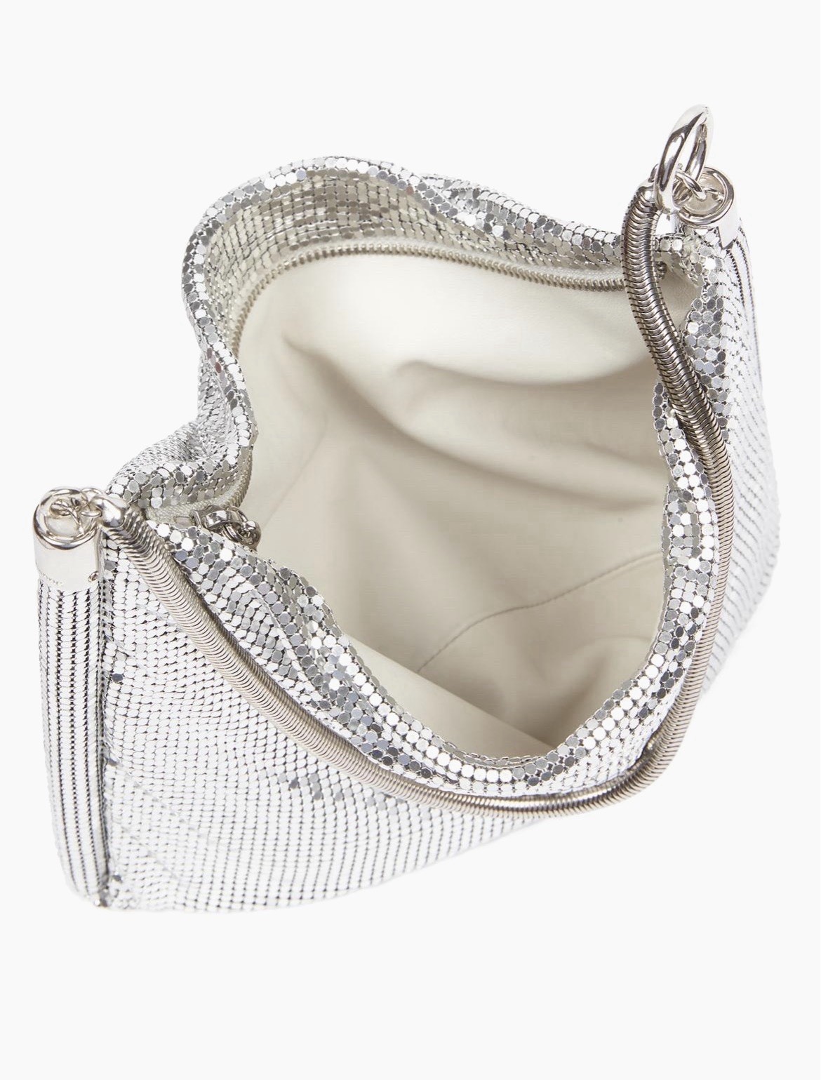 Paco Rabanne Silver Metal Pixel Tube Chainmail Shoulder Bag Embellish Mesh