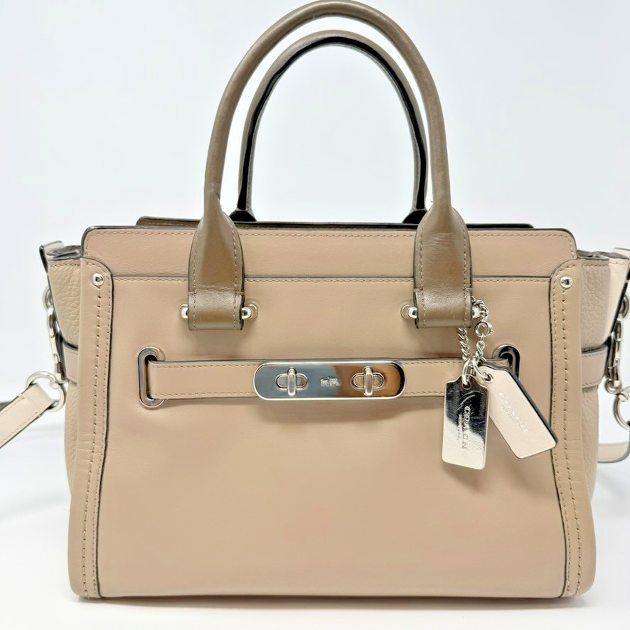 Coach Swagger 27 J1621-57083 Tricolor Mixed Leather Satchel Crossbody Dustbag