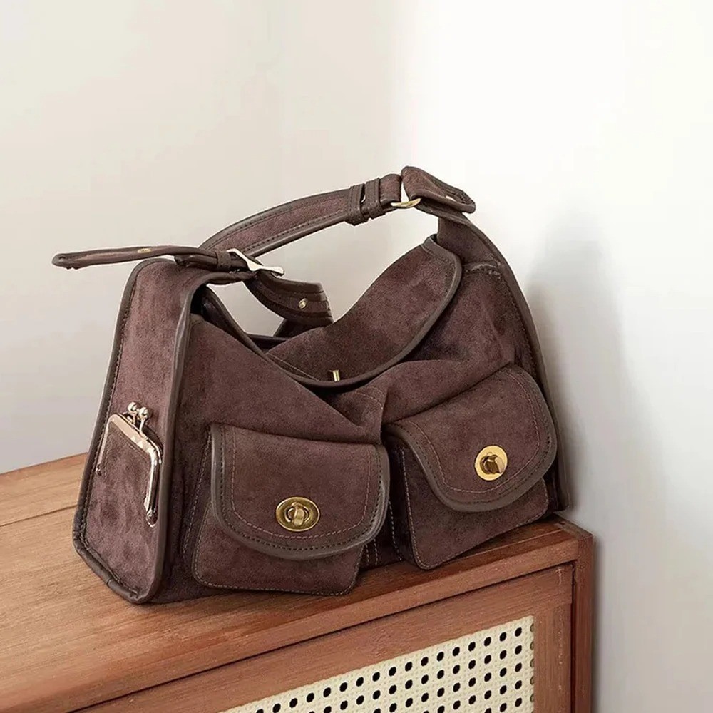 Casual Commuter Large Capacity Suede Pillow Bag Single Shoulder Crossbody Bag